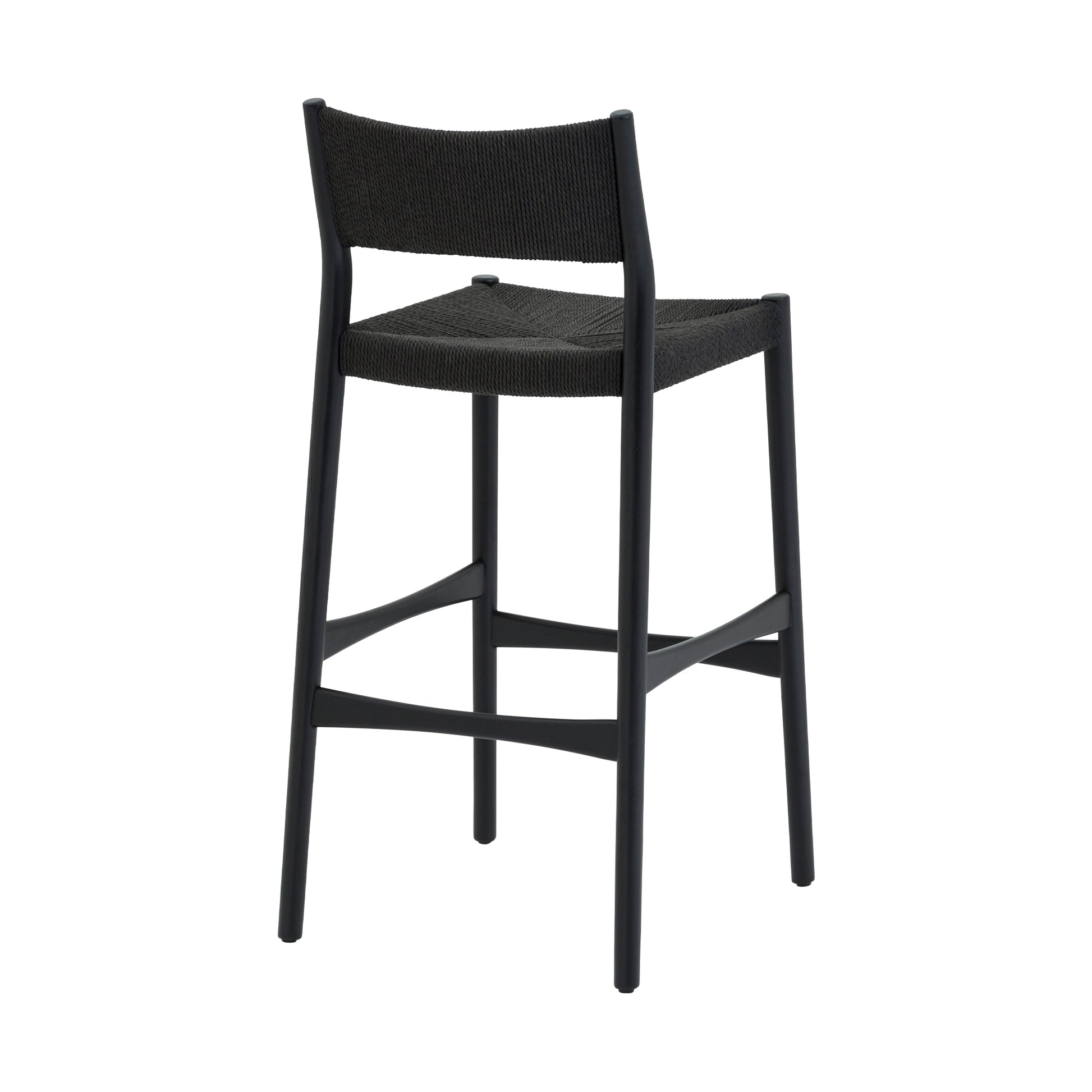 Erie Black Woven Paper Cord and Wood Bar Stool By Armen Living | Bar Stools | Modishstore - 5