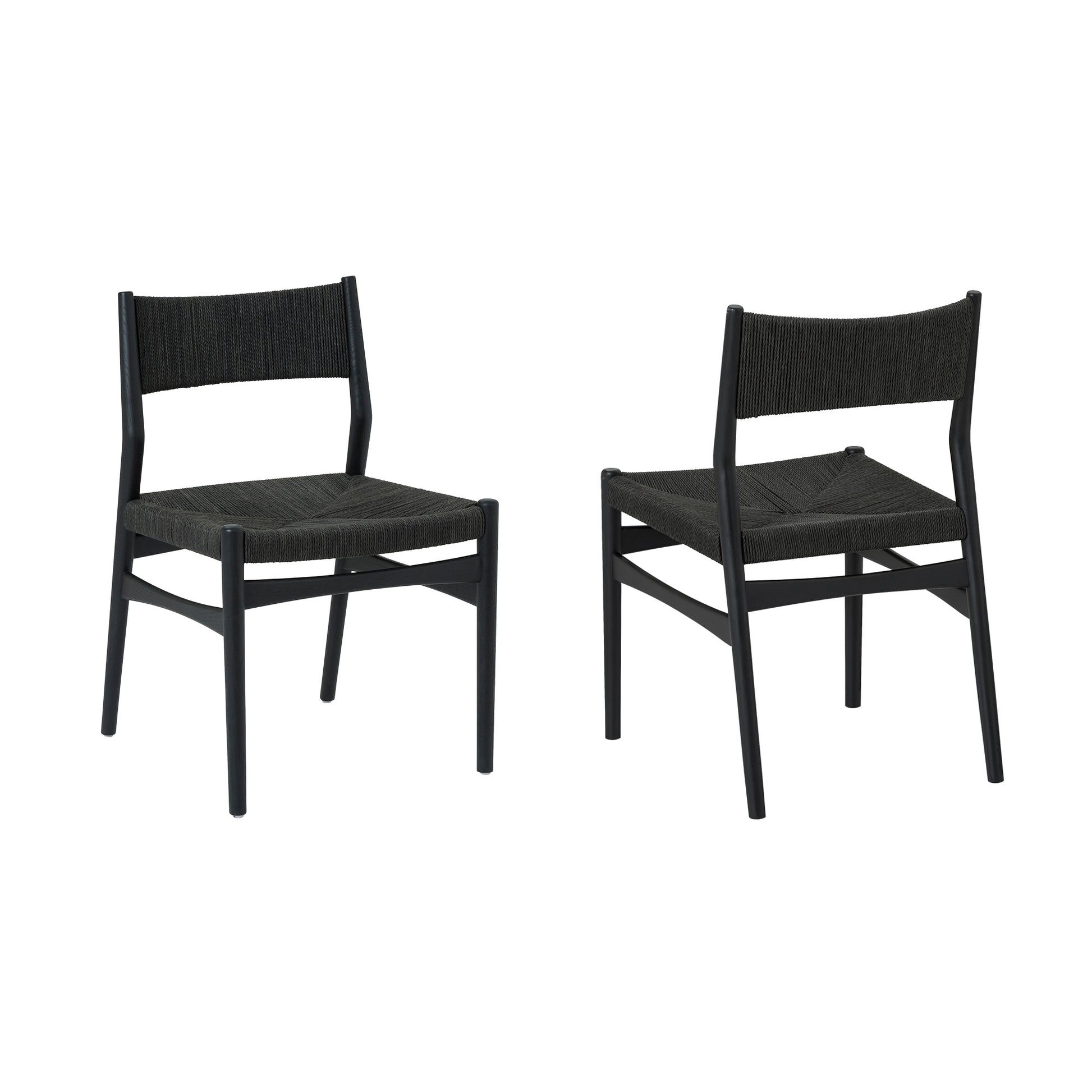 Erie Black Woven Paper Cord and Wood Dining Chairs - Set of 2 By Armen Living | Dining Chairs | Modishstore - 3