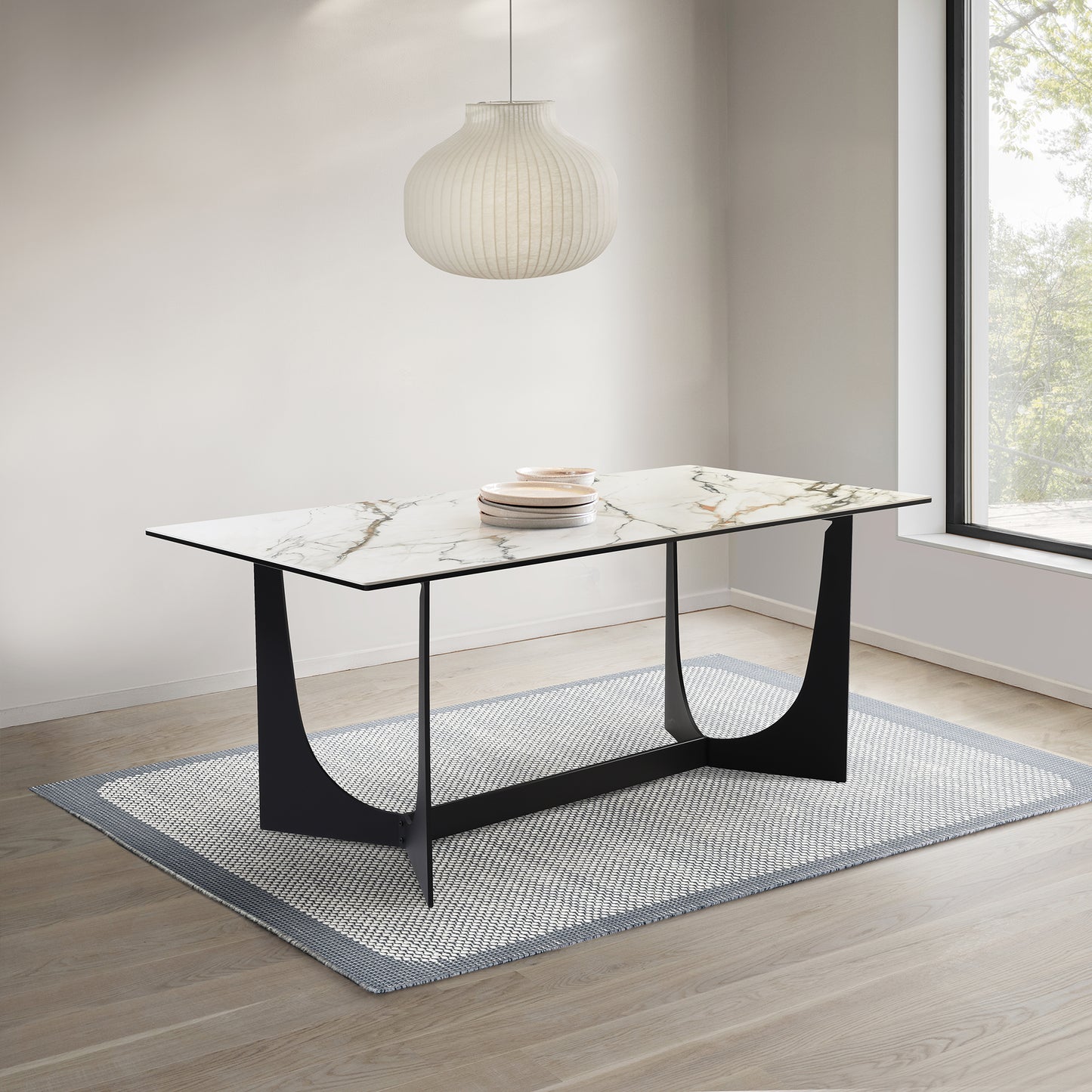 Esme Dining Table in Stone and Metal By Armen Living | Dining Tables | Modishstore