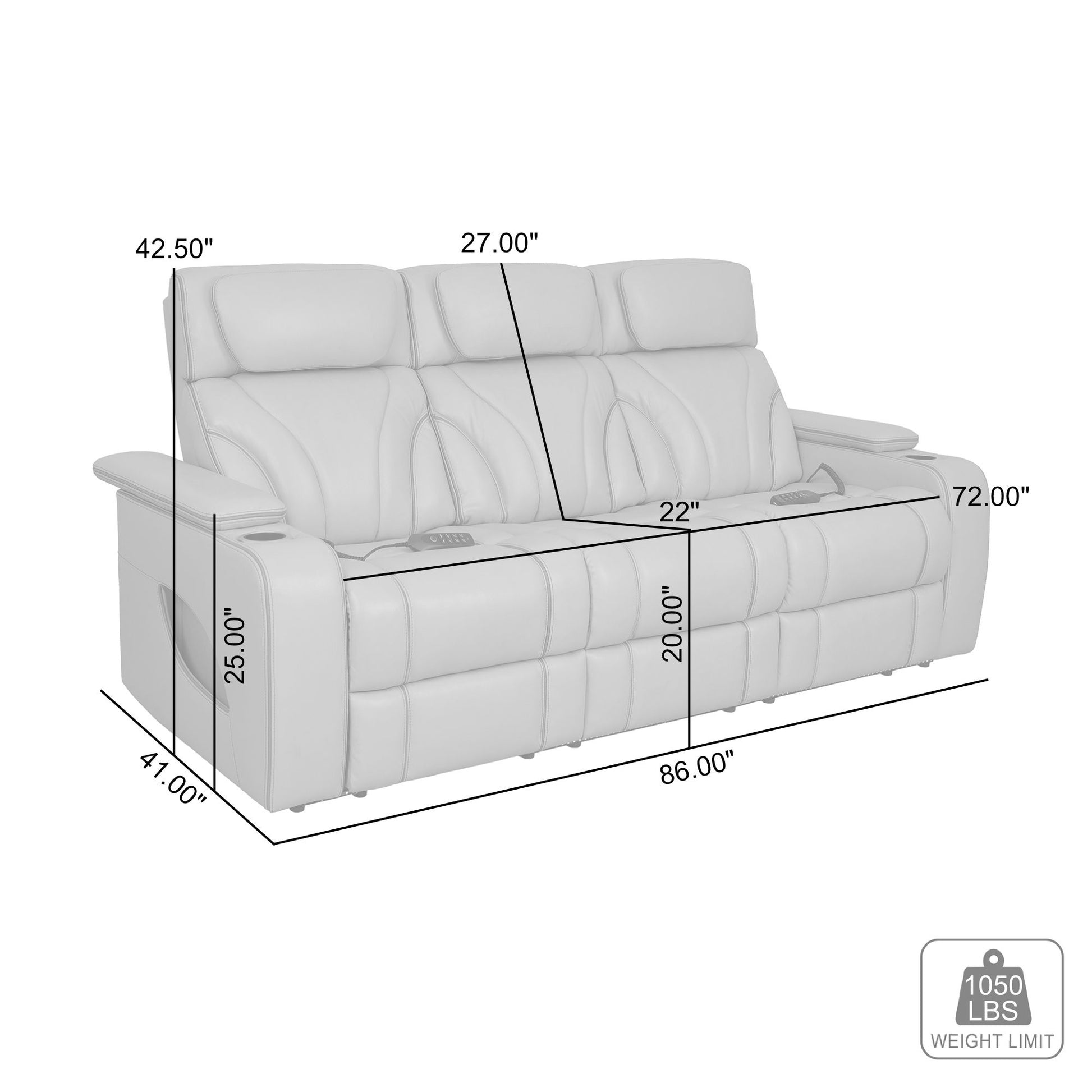 Felicity 84" Zero Gravity Power Reclining Sofa in Chocolate Leather By Armen Living | Sofas | Modishstore - 10