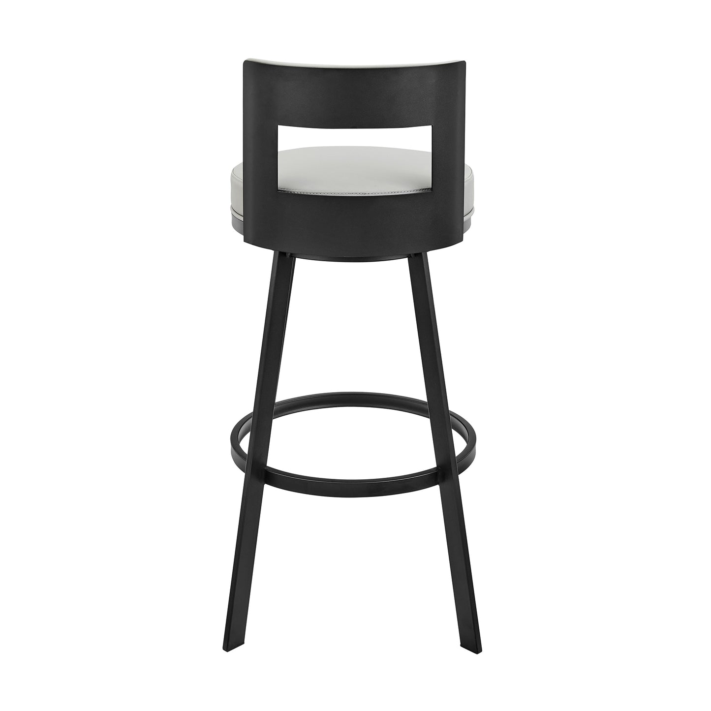 Flynn 26" Swivel Counter Stool in Black Metal with Light Gray Faux Leather By Armen Living | Bar Stools | Modishstore - 6