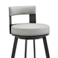 Flynn 26" Swivel Counter Stool in Black Metal with Light Gray Faux Leather By Armen Living | Bar Stools | Modishstore - 7