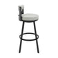 Flynn 30" Swivel Bar Stool in Black Metal with Light Gray Faux Leather By Armen Living | Bar Stools | Modishstore - 4