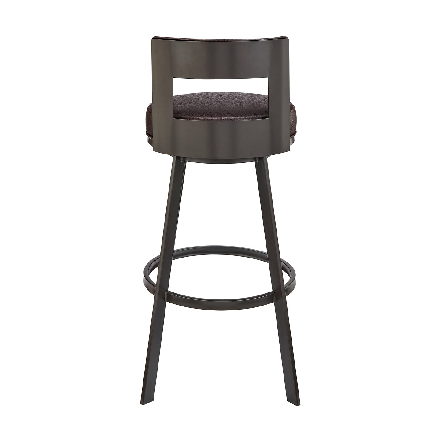 Flynn 26" Swivel Counter Stool in Black Metal with Light Gray Faux Leather By Armen Living | Bar Stools | Modishstore - 15