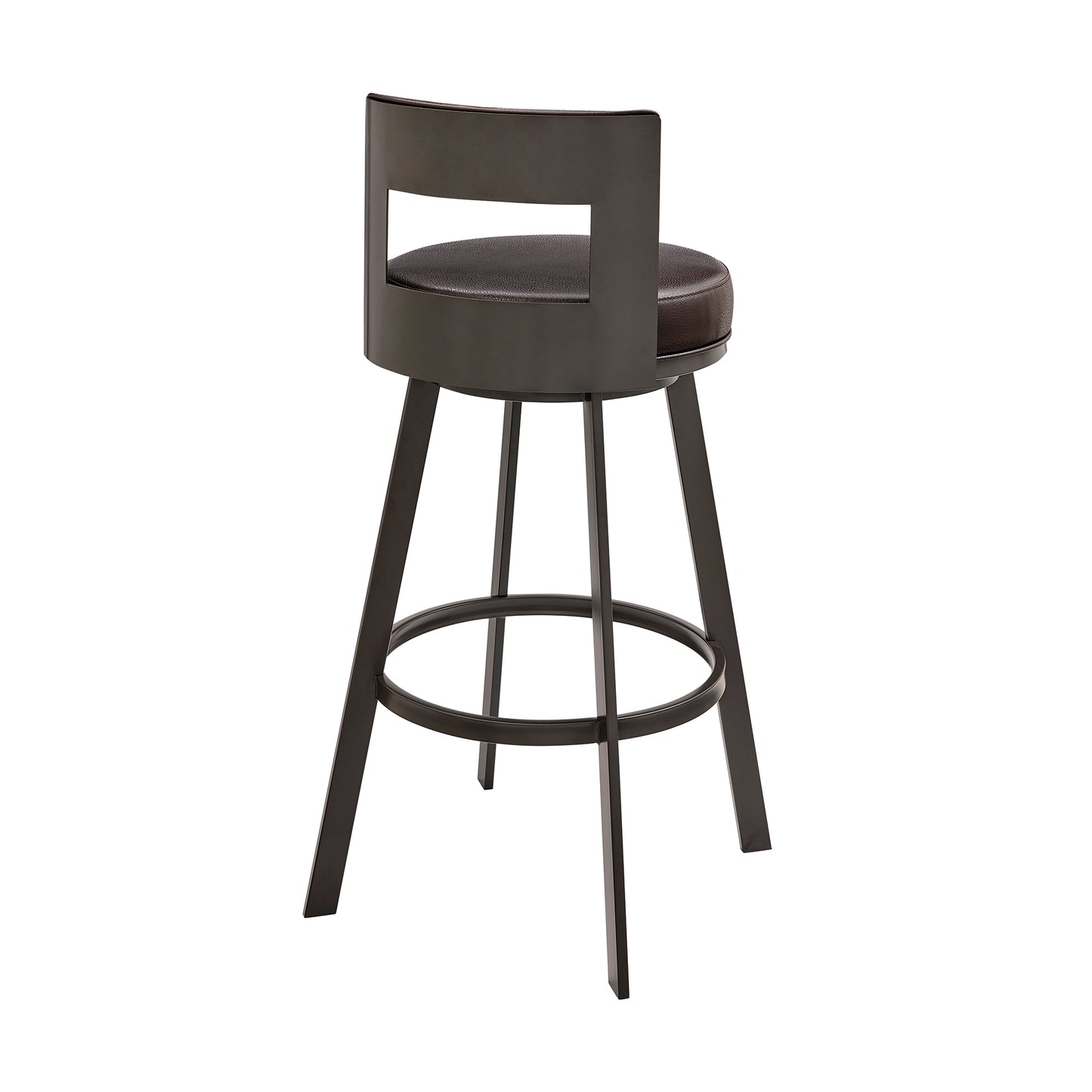 Flynn 30" Swivel Bar Stool in Black Metal with Light Gray Faux Leather By Armen Living | Bar Stools | Modishstore - 14