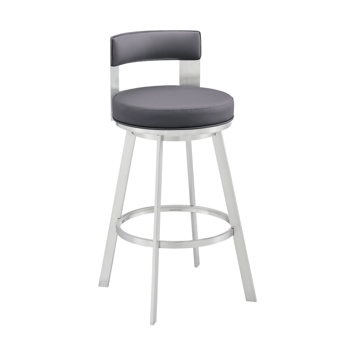 Flynn 26" Swivel Counter Stool in Black Metal with Light Gray Faux Leather By Armen Living | Bar Stools | Modishstore - 20