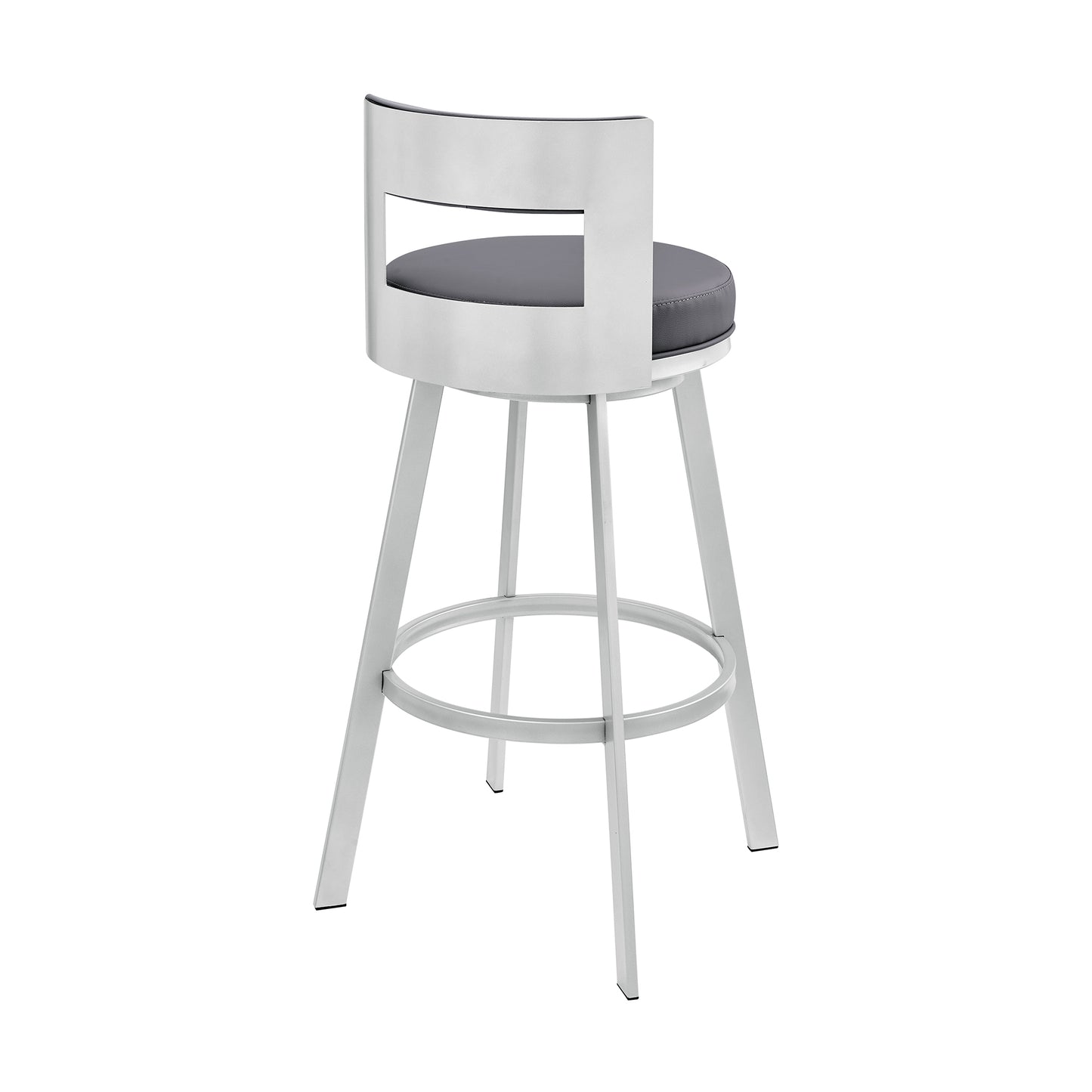 Flynn 26" Swivel Counter Stool in Black Metal with Light Gray Faux Leather By Armen Living | Bar Stools | Modishstore - 23