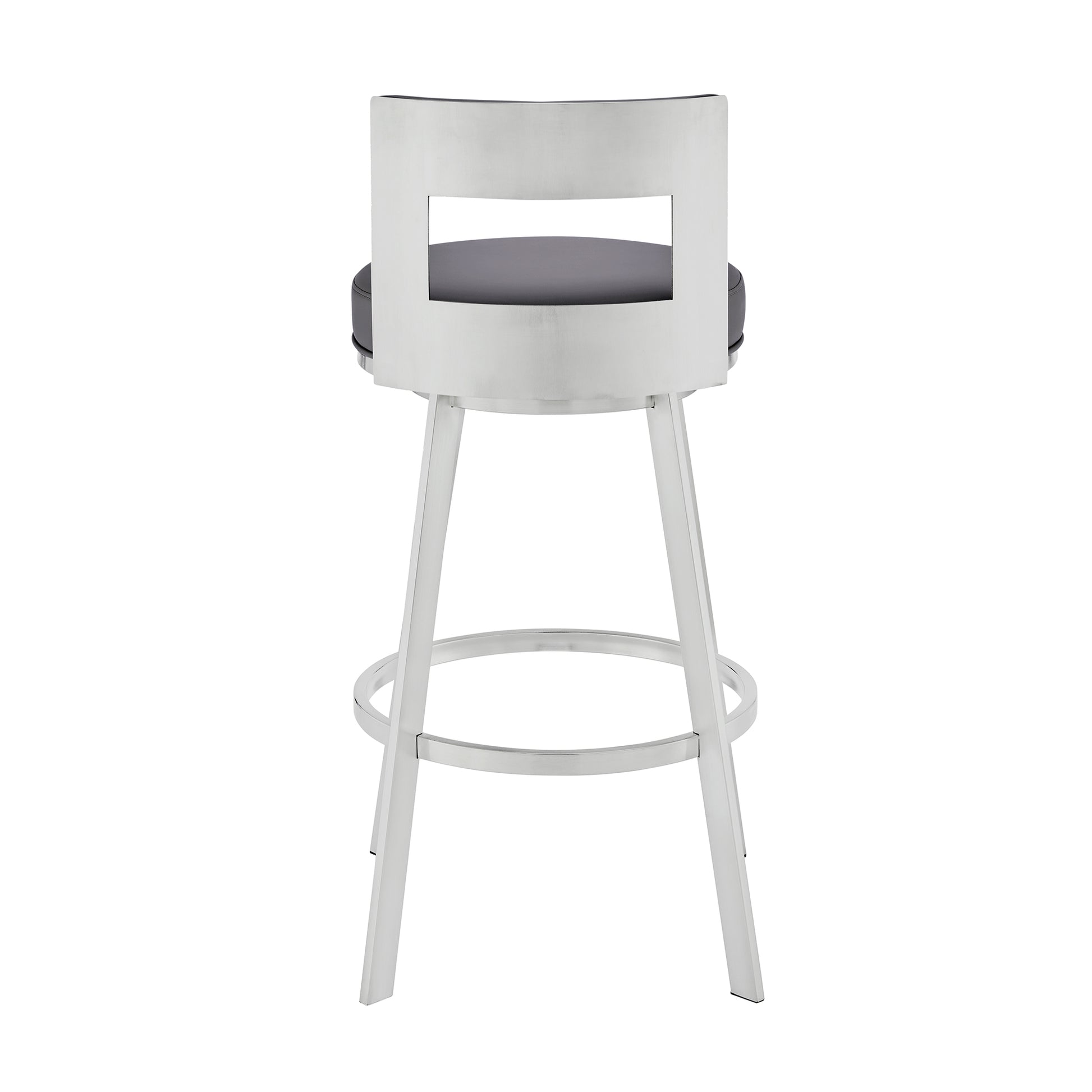 Flynn 26" Swivel Counter Stool in Black Metal with Light Gray Faux Leather By Armen Living | Bar Stools | Modishstore - 24