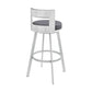 Flynn 30" Swivel Bar Stool in Black Metal with Light Gray Faux Leather By Armen Living | Bar Stools | Modishstore - 23