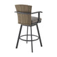 Hazel Outdoor Patio Swivel Counter Stool in Aluminum with Teak Wood and Charcoal Cushion By Armen Living | Bar Stools | Modishstore - 4