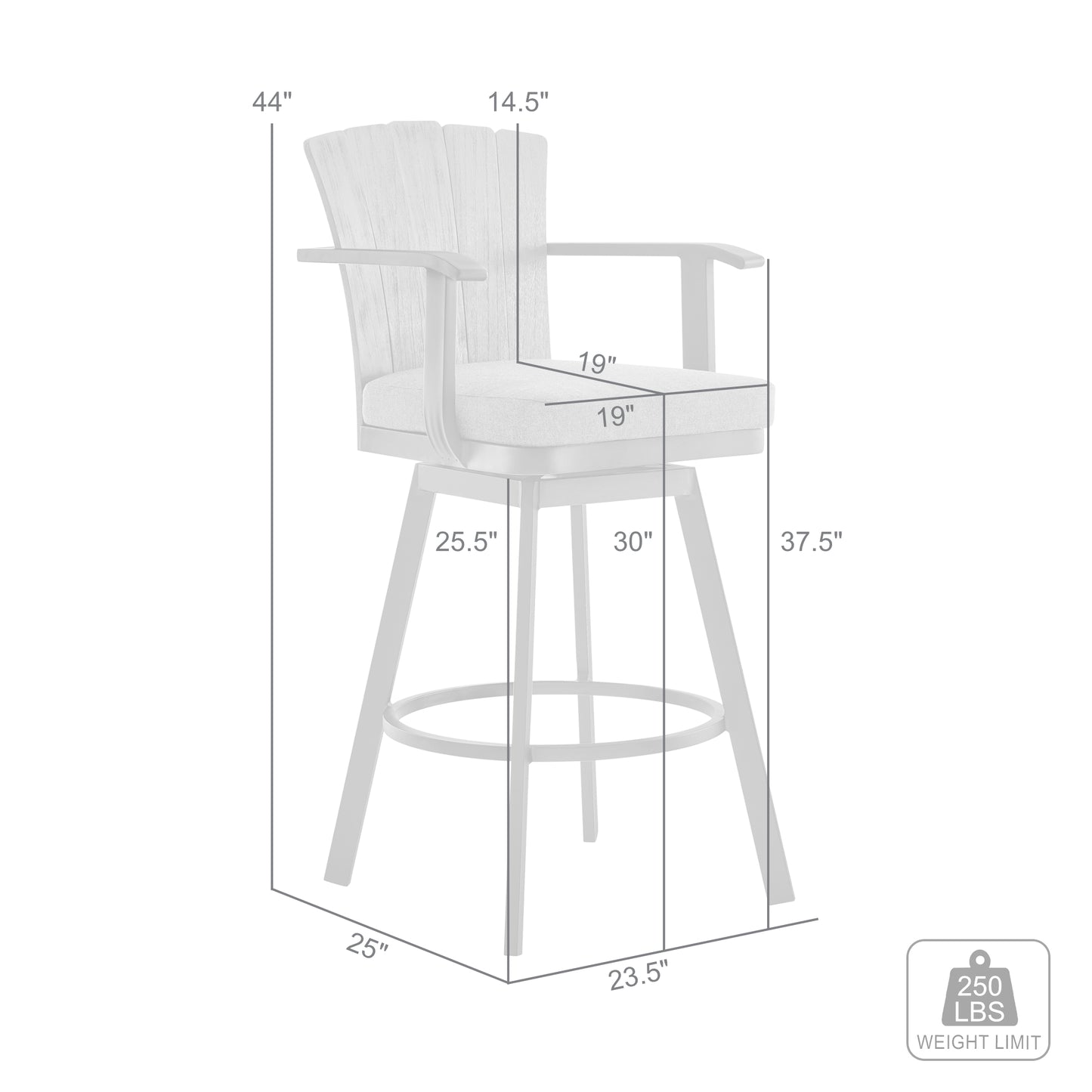 Hazel Outdoor Patio Swivel Bar Stool in Aluminum with Teak Wood and Charcoal Cushion By Armen Living | Bar Stools | Modishstore - 9