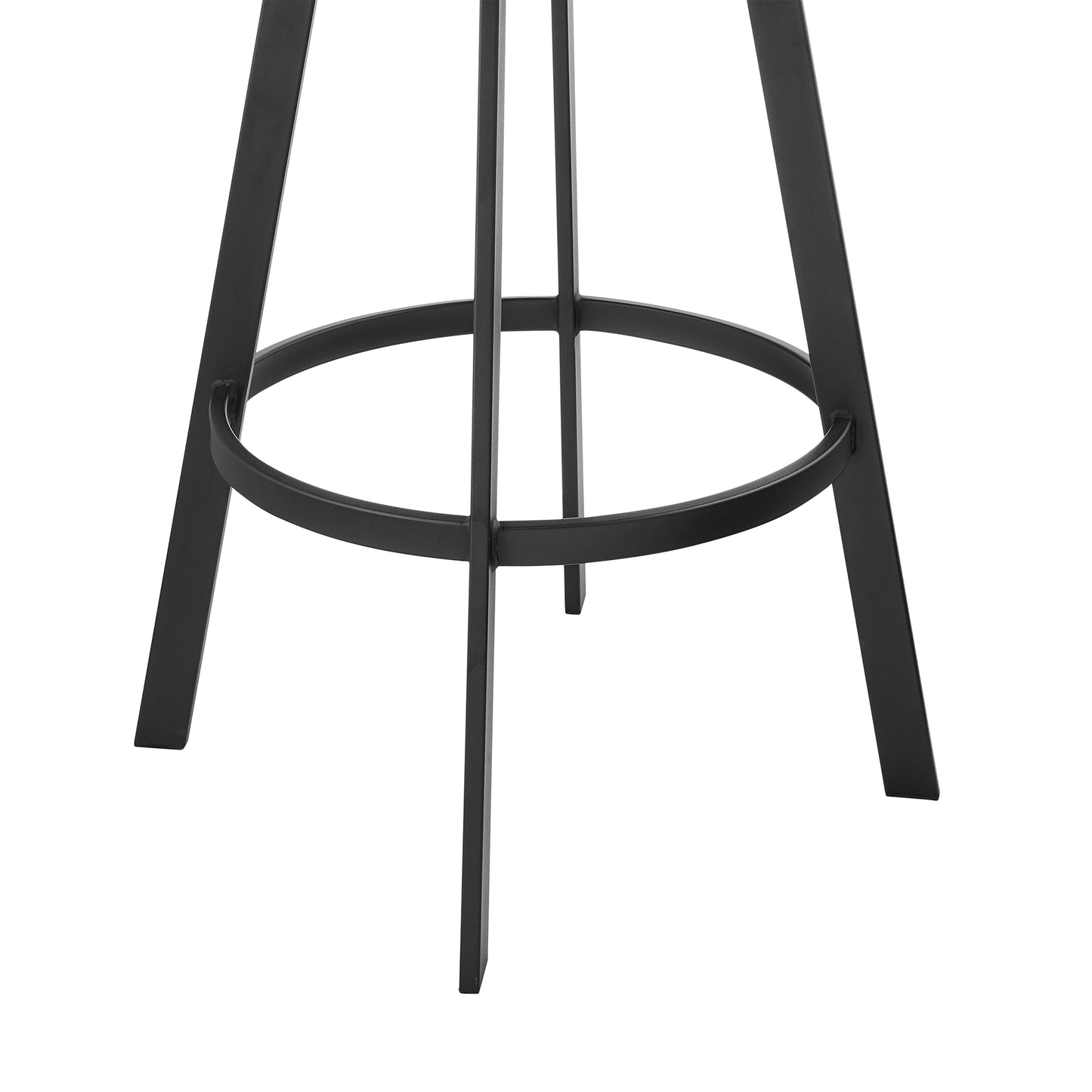 Idris 26" Swivel Counter Stool in Black Iron with Walnut Finish and Vintage Black Faux Leather By Armen Living | Bar Stools | Modishstore - 8