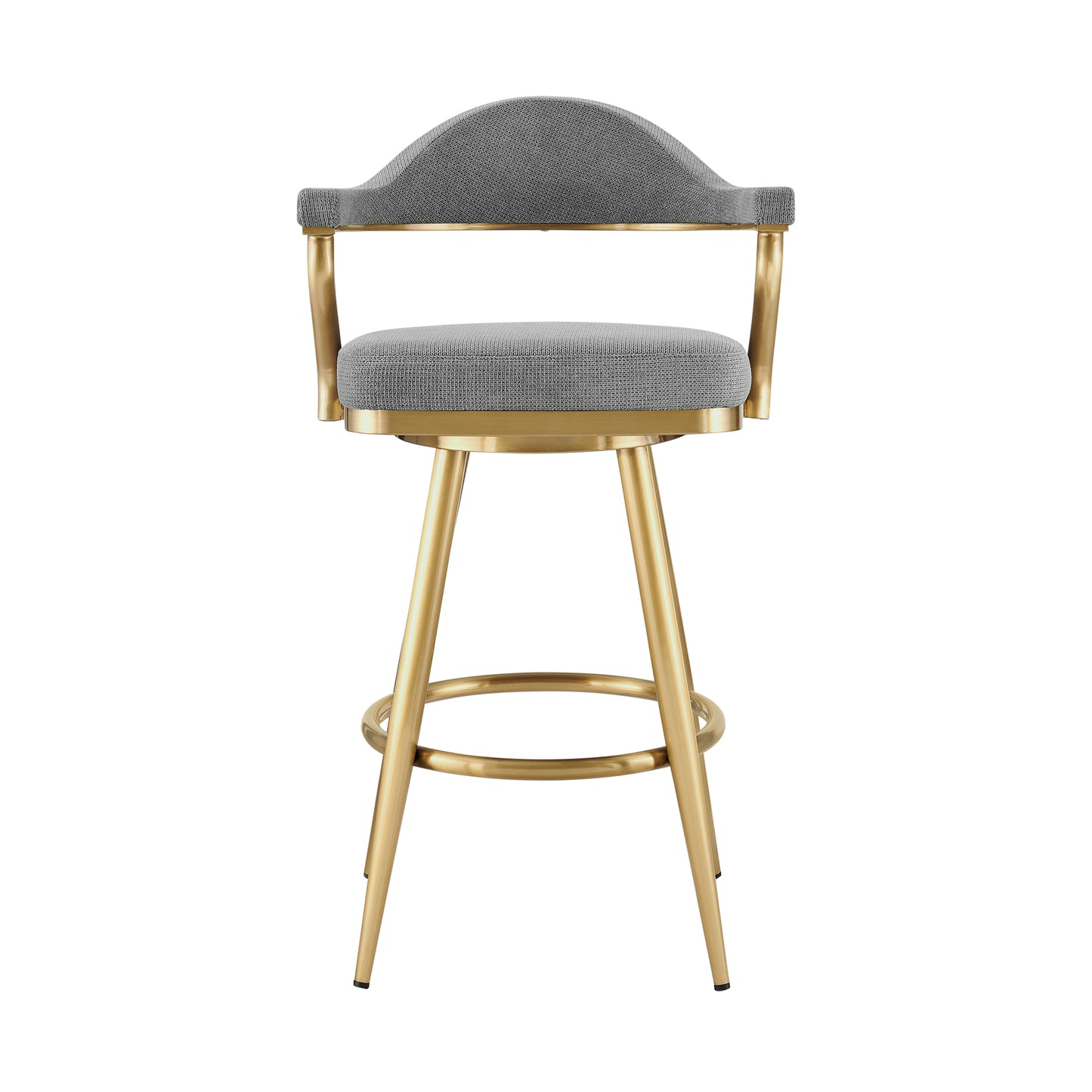 Justin 26" Swivel Counter Stool with Gold Brushed Stainless Steel and Anchor Gray Fabric By Armen Living | Bar Stools | Modishstore - 3