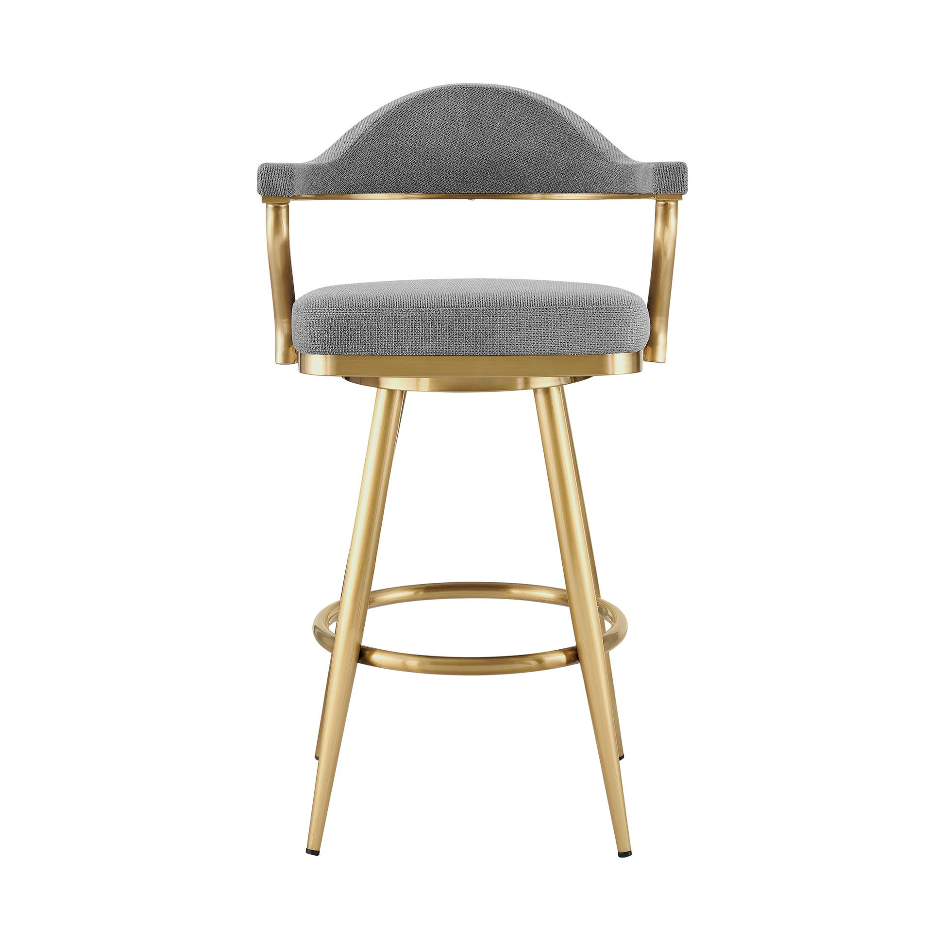 Justin 26" Swivel Counter Stool with Gold Brushed Stainless Steel and Anchor Gray Fabric By Armen Living | Bar Stools | Modishstore - 3