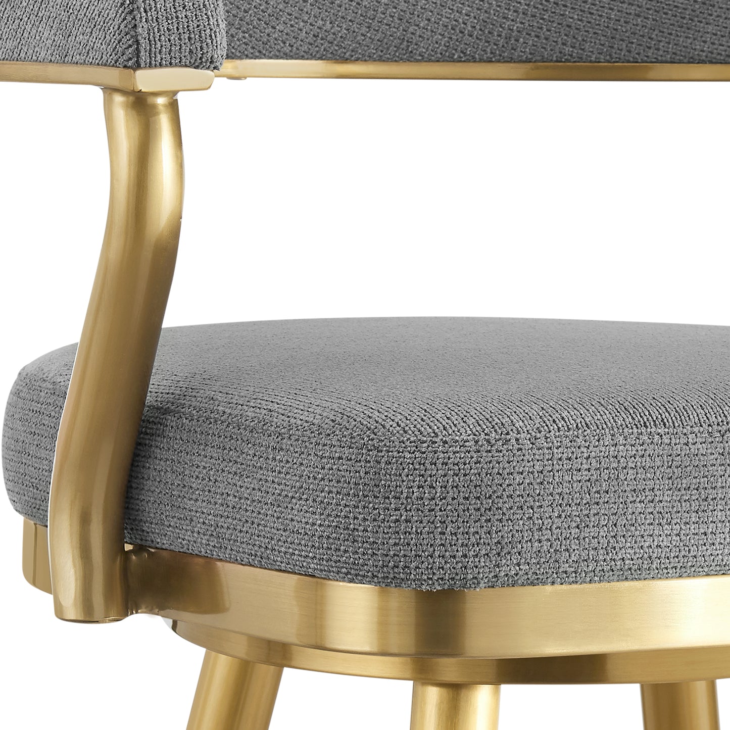 Justin 26" Swivel Counter Stool with Gold Brushed Stainless Steel and Anchor Gray Fabric By Armen Living | Bar Stools | Modishstore - 7