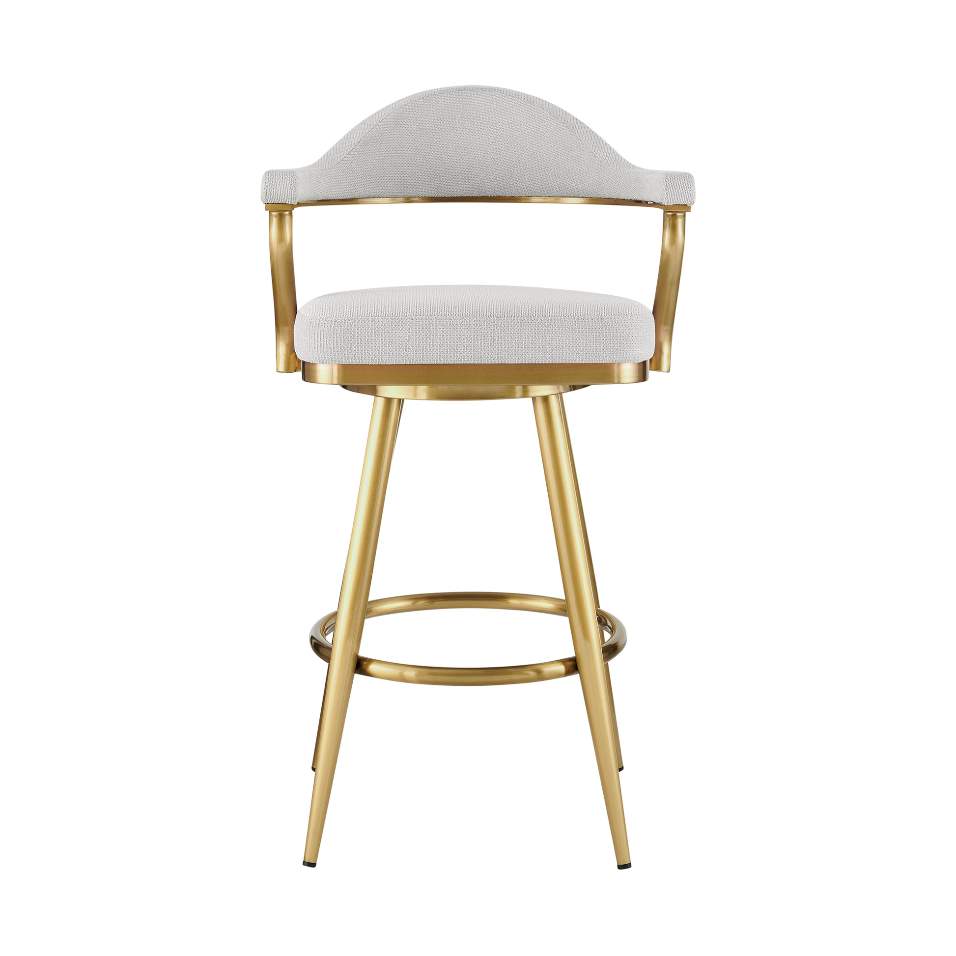 Justin 26" Swivel Counter Stool with Gold Brushed Stainless Steel and Silver Fabric By Armen Living | Bar Stools | Modishstore - 3