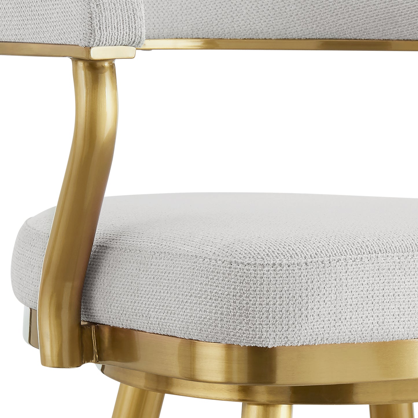 Justin 26" Swivel Counter Stool with Gold Brushed Stainless Steel and Silver Fabric By Armen Living | Bar Stools | Modishstore - 7