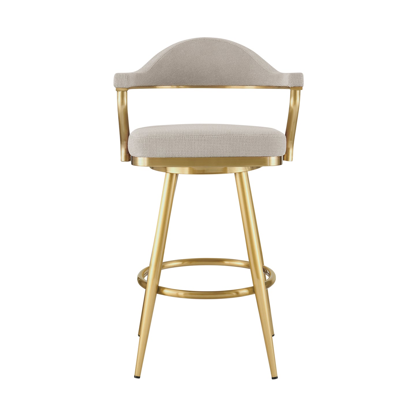 Justin 26" Swivel Counter Stool with Gold Brushed Stainless Steel and Taupe Fabric By Armen Living | Bar Stools | Modishstore - 3