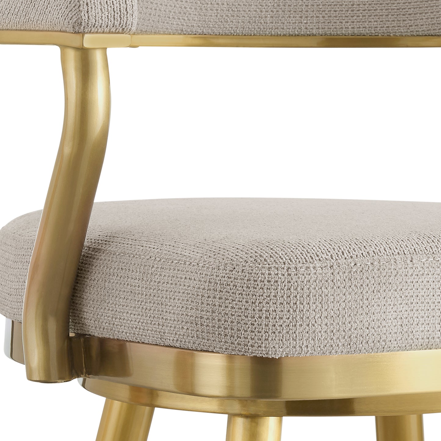 Justin 26" Swivel Counter Stool with Gold Brushed Stainless Steel and Taupe Fabric By Armen Living | Bar Stools | Modishstore - 7