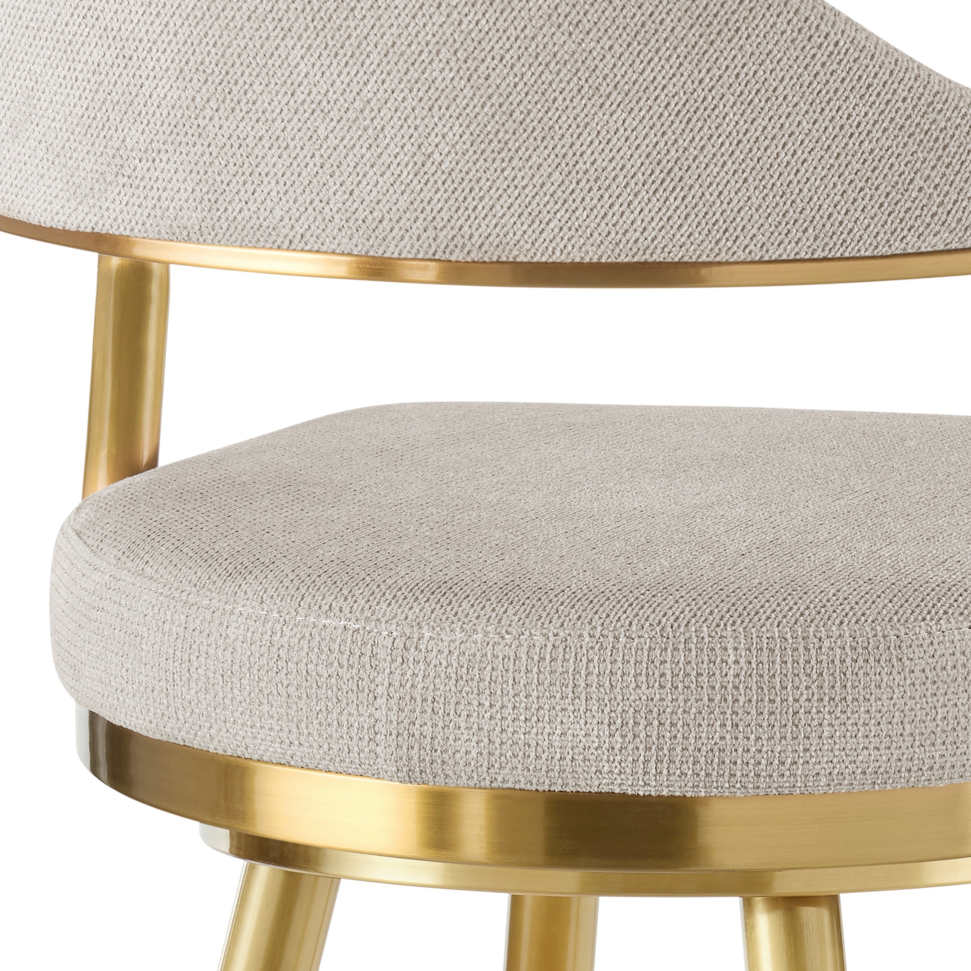 Justin 30" Swivel Bar Stool with Gold Brushed Stainless Steel and Taupe Fabric By Armen Living | Bar Stools | Modishstore - 10