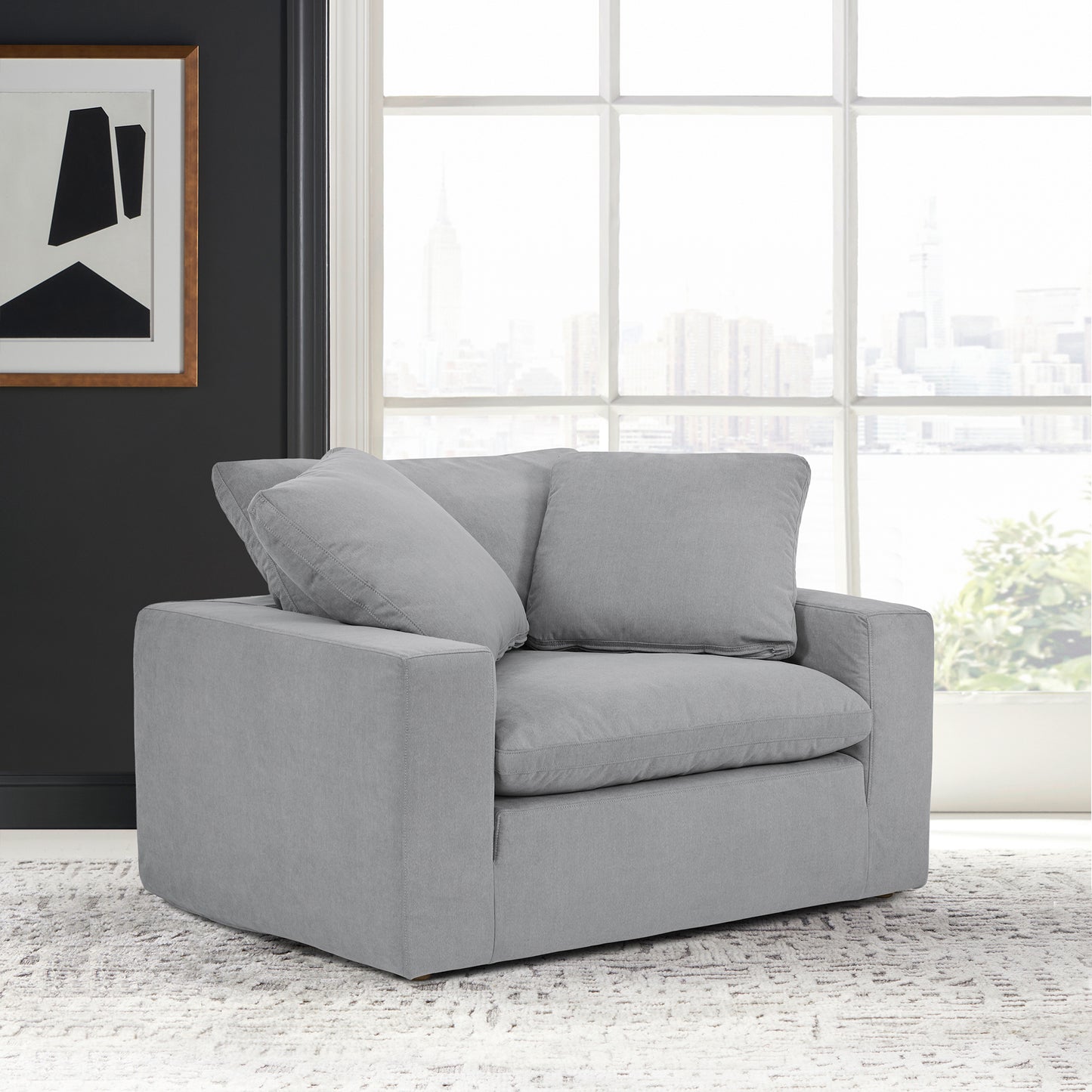 Liberty 51.5" Upholstered Chair and a Half in Slate Gray By Armen Living | Accent Chairs | Modishstore