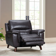 Lizette Brown Leather Power Recliner with USB By Armen Living