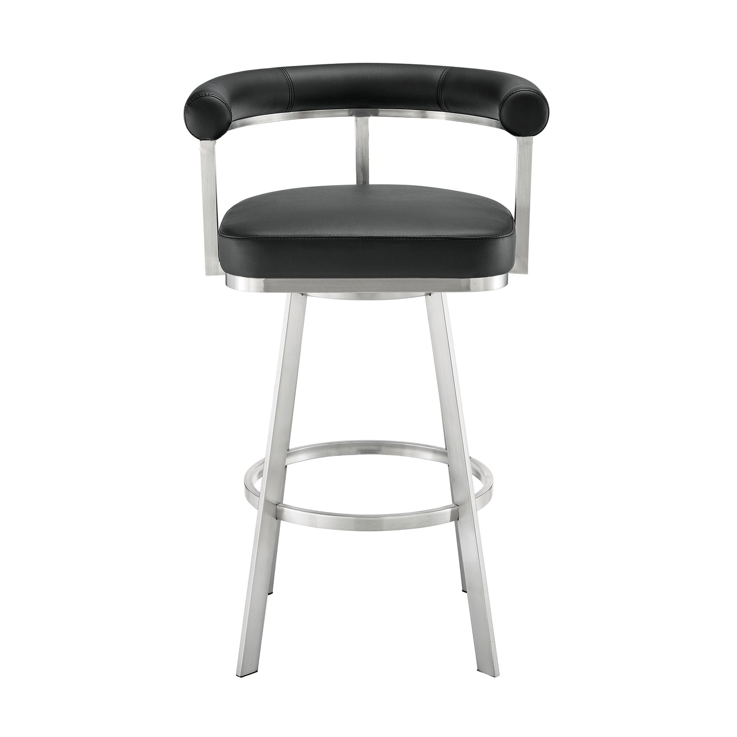 Magnolia 26" Swivel Counter Stool in Black Metal with Brown Faux Leather By Armen Living | Bar Stools | Modishstore - 12