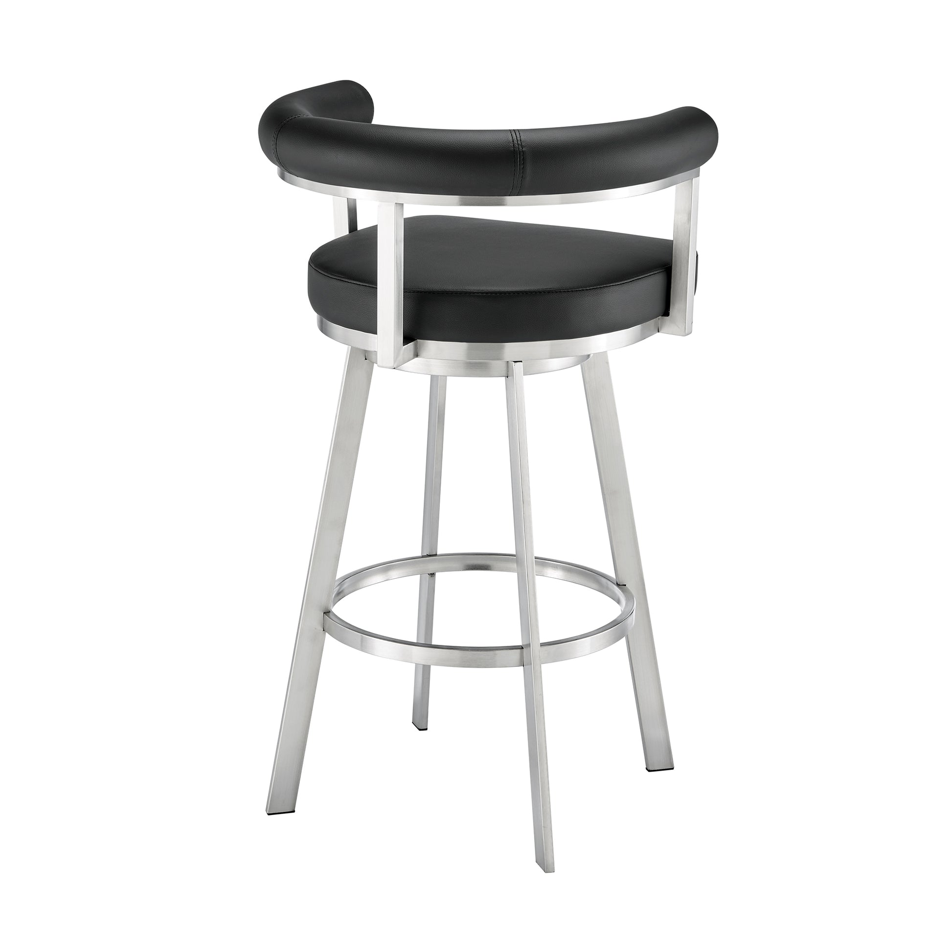 Magnolia 30" Swivel Bar Stool in Brushed Stainless Steel with Black Faux Leather By Armen Living | Bar Stools | Modishstore - 5