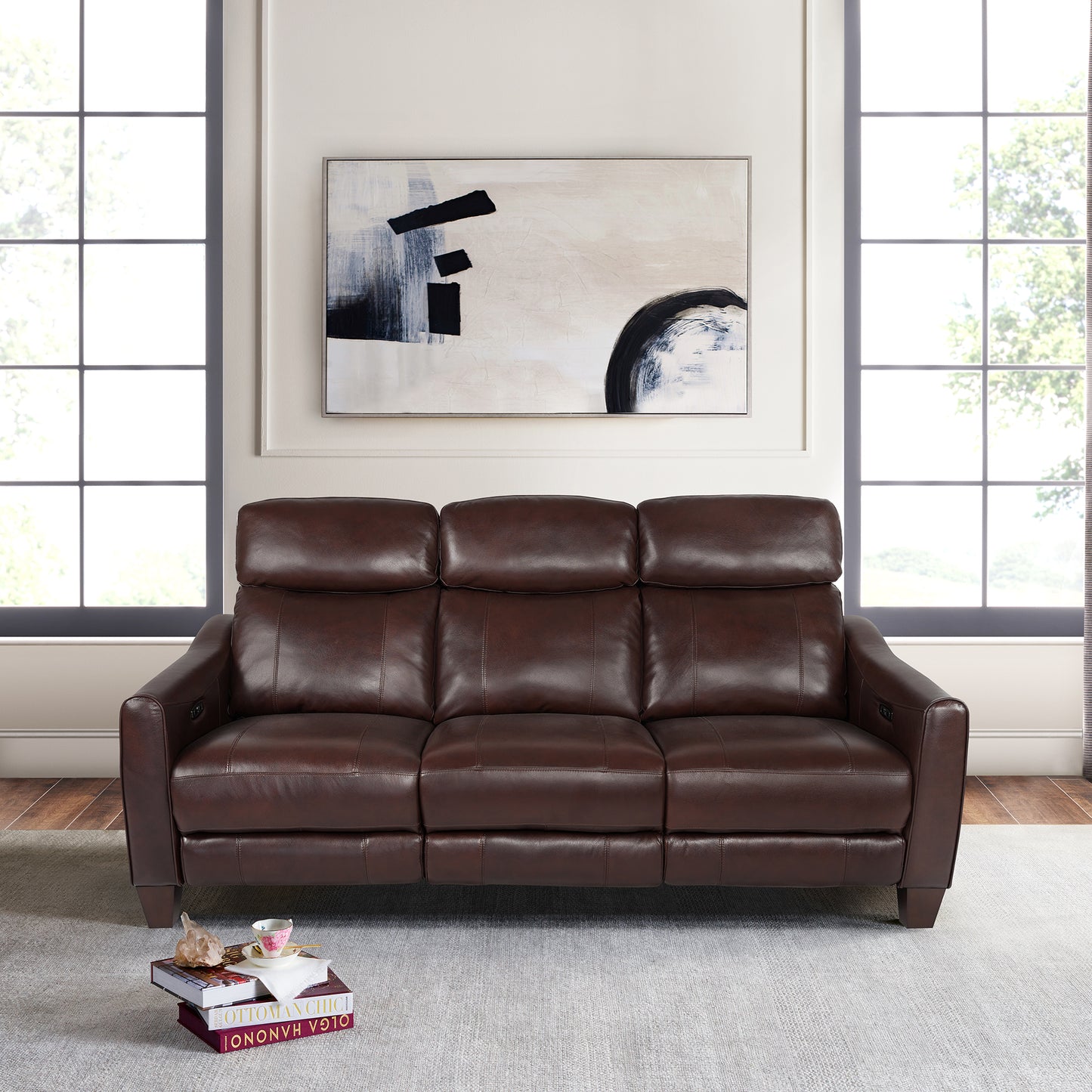 Milos 83" Zero Gravity Power Reclining Sofa in Chocolate Leather By Armen Living | Sofas | Modishstore