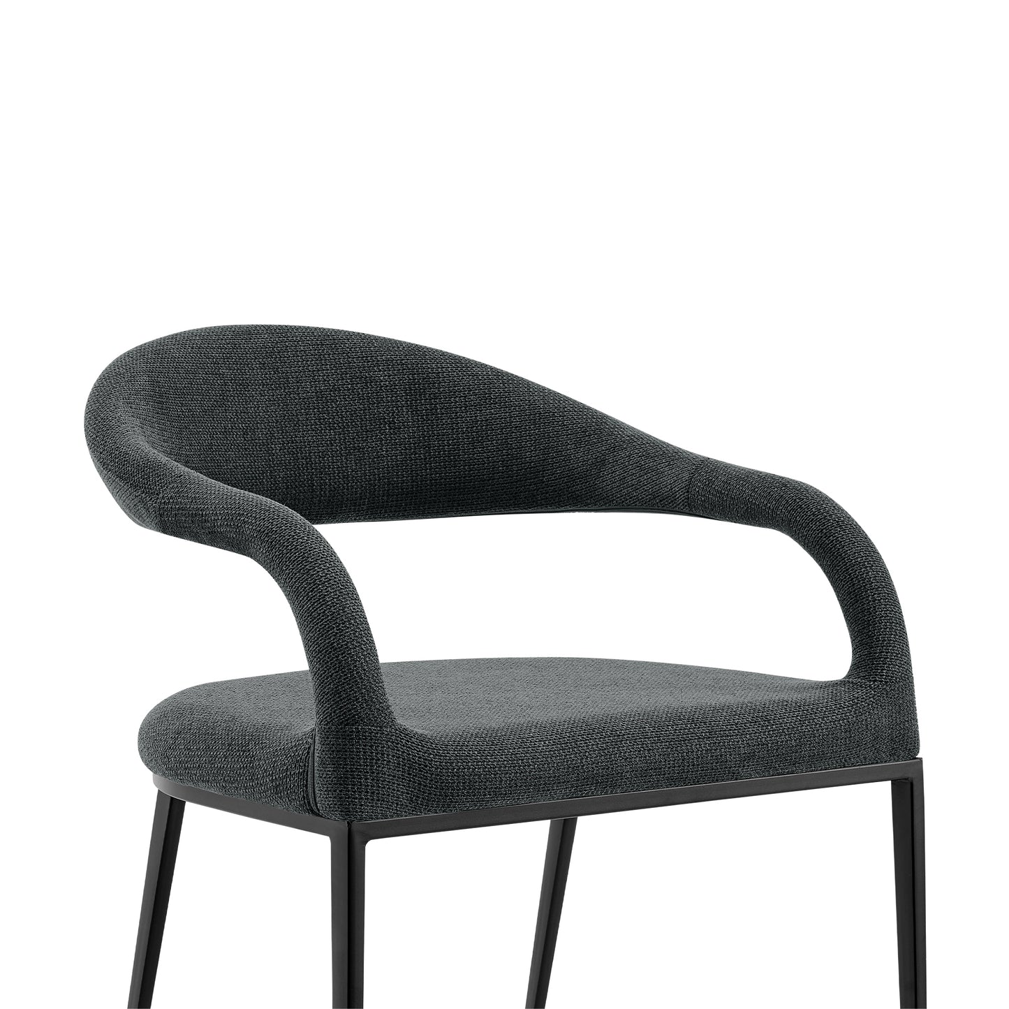 Morgan Upholstered Dining Chair with Matte Black Iron and Light Gray Fabric - Set of 2 By Armen Living | Dining Chairs | Modishstore - 19