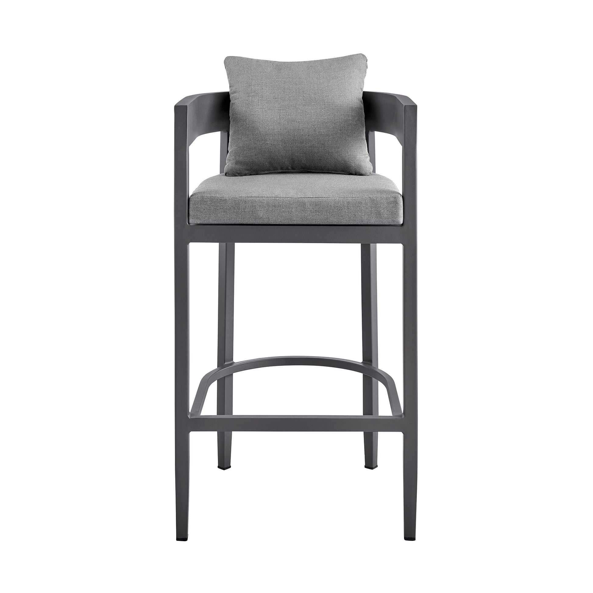 Menorca Outdoor Patio Counter Height Bar Stool in Aluminum with Gray Cushions By Armen Living | Bar Stools | Modishstore - 4