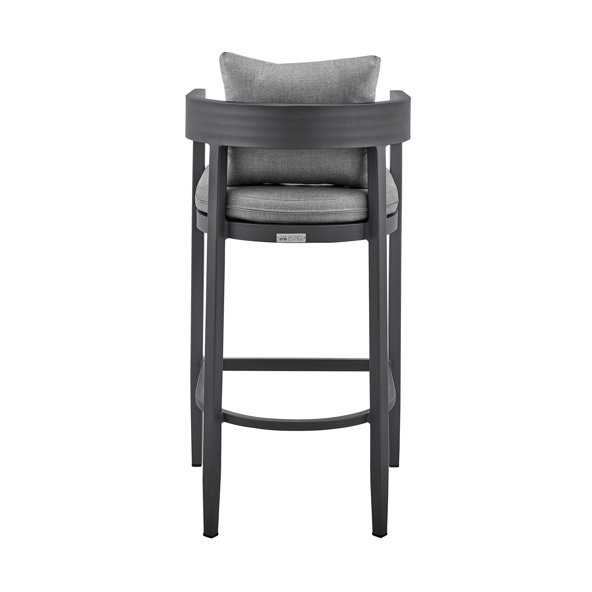 Menorca Outdoor Patio Counter Height Bar Stool in Aluminum with Gray Cushions By Armen Living | Bar Stools | Modishstore - 7