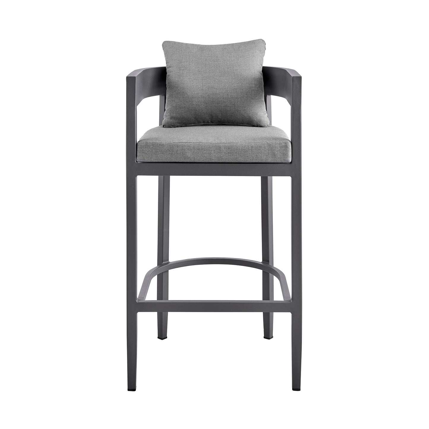 Menorca Outdoor Patio Bar Stool in Aluminum with Gray Cushions By Armen Living | Bar Stools | Modishstore - 4