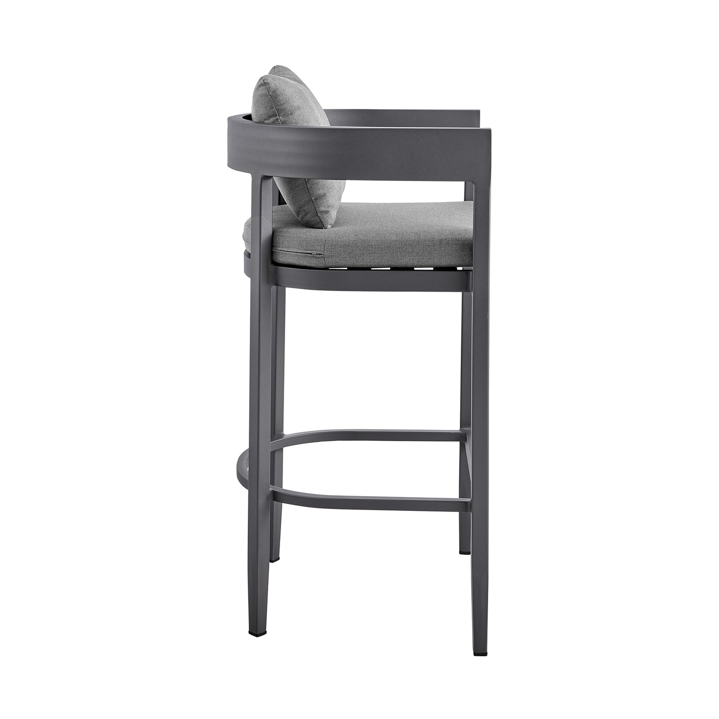 Menorca Outdoor Patio Bar Stool in Aluminum with Gray Cushions By Armen Living | Bar Stools | Modishstore - 5