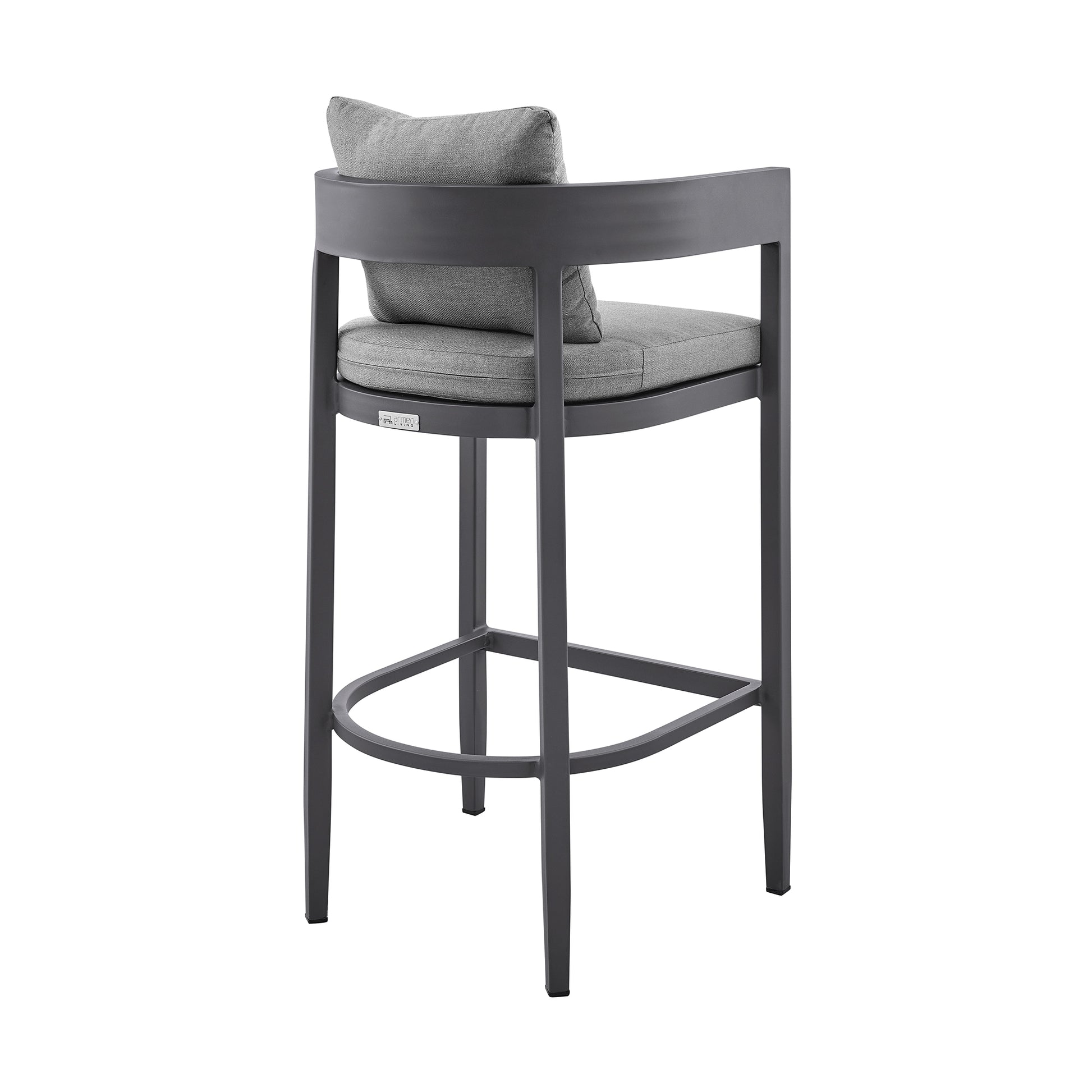 Menorca Outdoor Patio Bar Stool in Aluminum with Gray Cushions By Armen Living | Bar Stools | Modishstore - 6