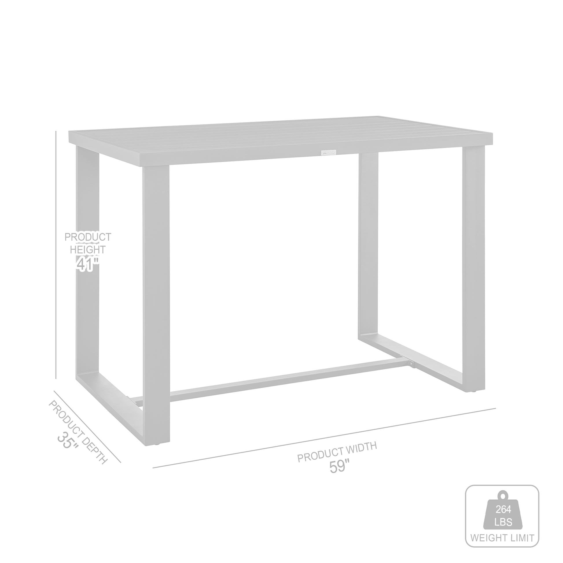 Menorca Outdoor Patio 5-Piece Bar Table Set in Aluminum with Gray Cushions By Armen Living | Outdoor Dining Sets | Modishstore - 10