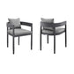 Menorca Outdoor Patio Dining Chairs in Aluminum with Gray Cushions - Set of 2 By Armen Living | Outdoor Chairs | Modishstore - 3