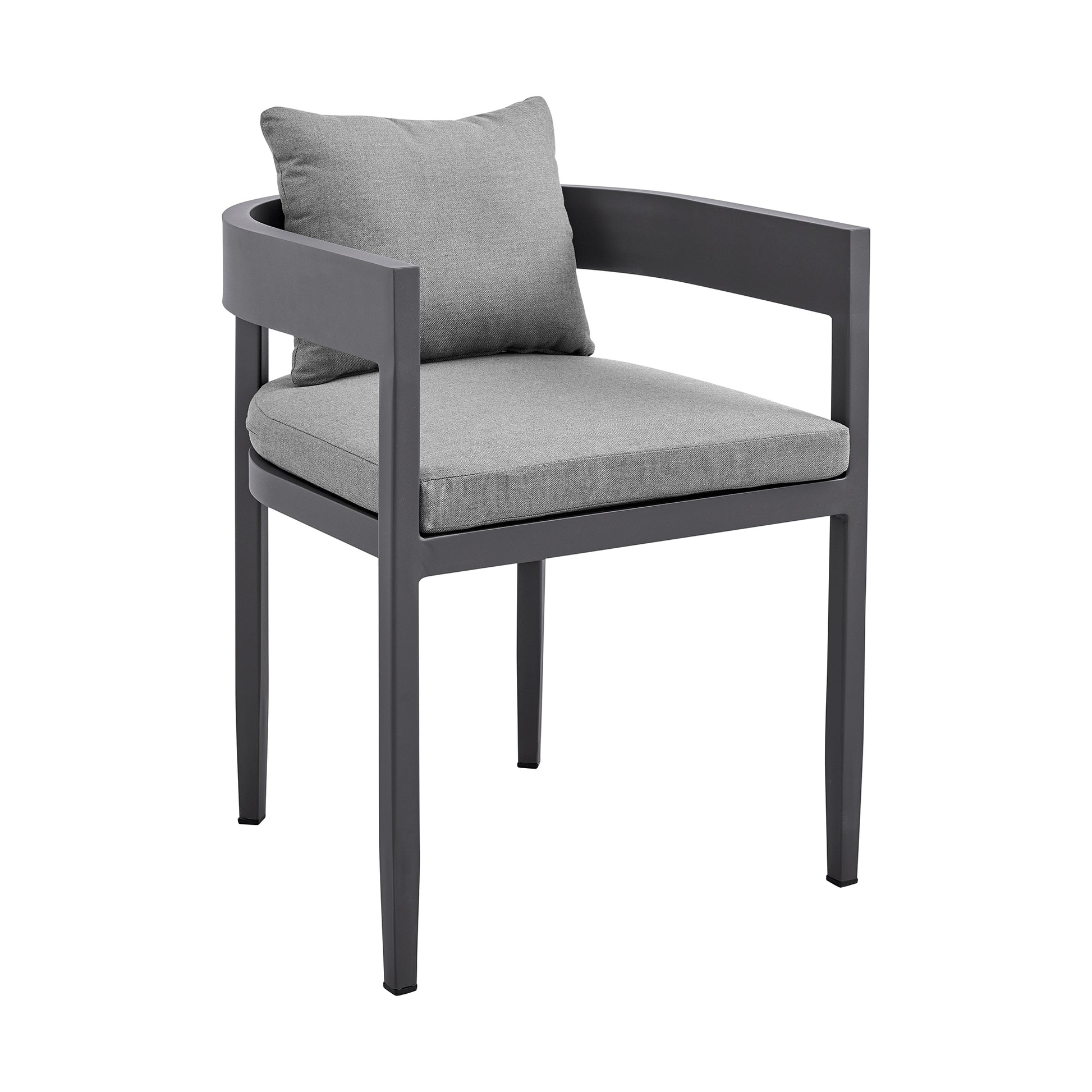 Menorca Outdoor Patio Dining Chairs in Aluminum with Gray Cushions - Set of 2 By Armen Living | Outdoor Chairs | Modishstore - 4