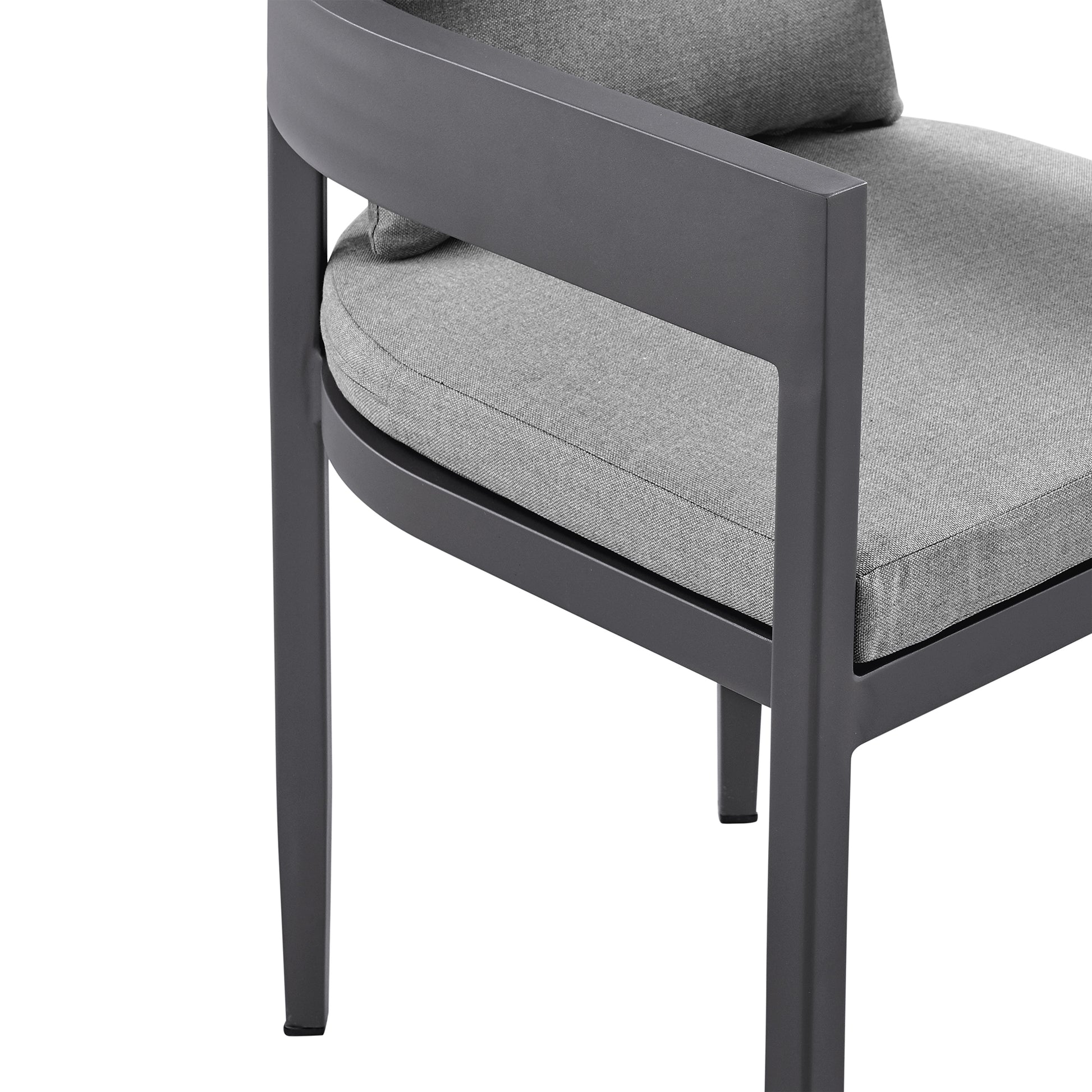 Menorca Outdoor Patio Dining Chairs in Aluminum with Gray Cushions - Set of 2 By Armen Living | Outdoor Chairs | Modishstore - 11