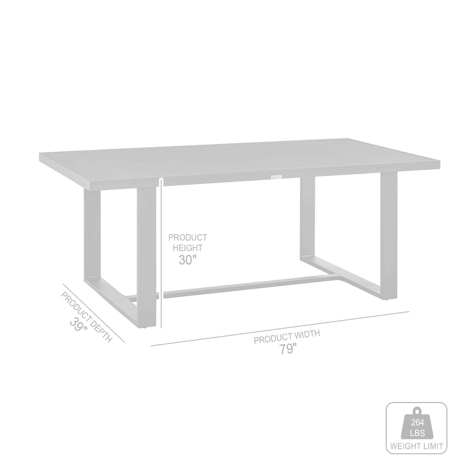 Menorca Outdoor Patio Dining Table in Aluminum By Armen Living | Outdoor Tables | Modishstore - 7