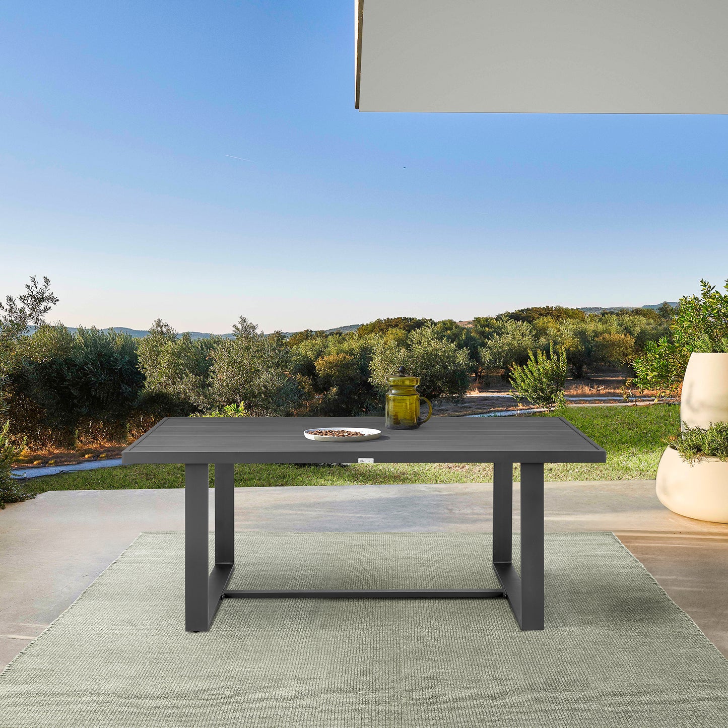 Menorca Outdoor Patio Dining Table in Aluminum By Armen Living | Outdoor Tables | Modishstore