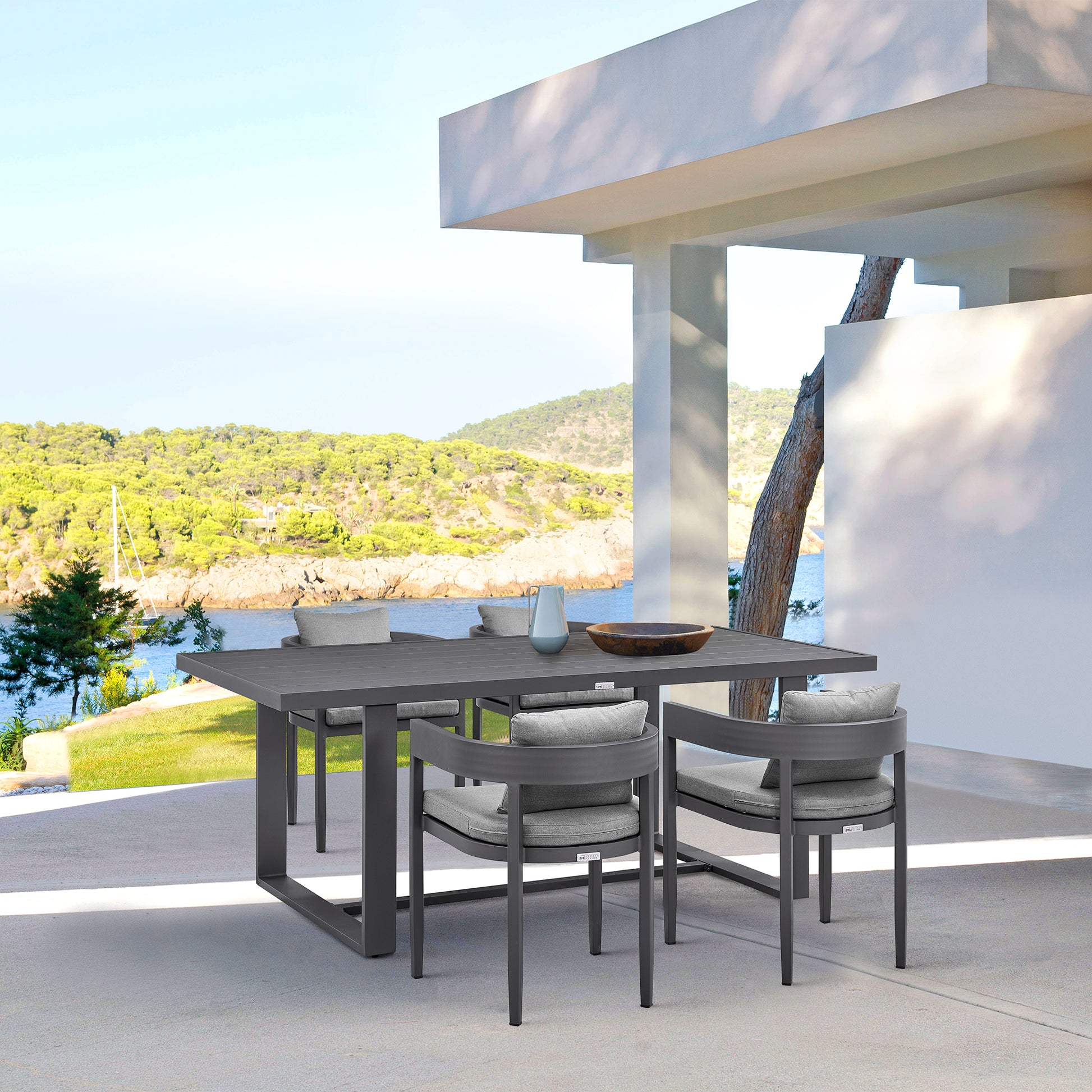 Menorca Outdoor Patio Dining Table in Aluminum By Armen Living | Outdoor Tables | Modishstore - 2