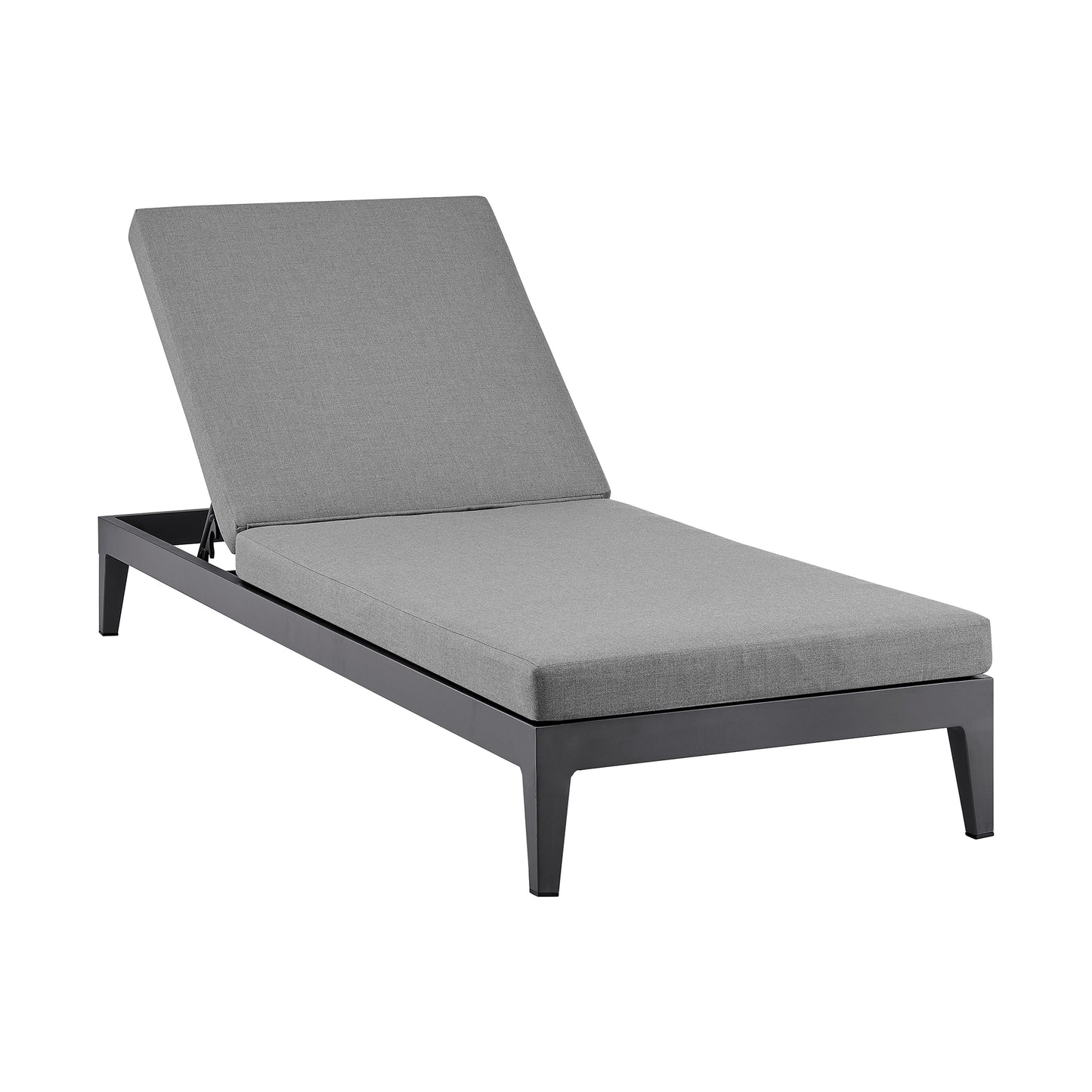 Menorca Outdoor Patio Adjustable Chaise Lounge Chair in Aluminum with Gray Cushions By Armen Living | Outdoor Chaise Lounges | Modishstore - 2