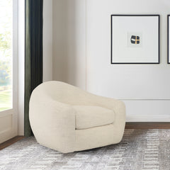 Molly Upholstered Swivel Accent Chair in Pearl By Armen Living