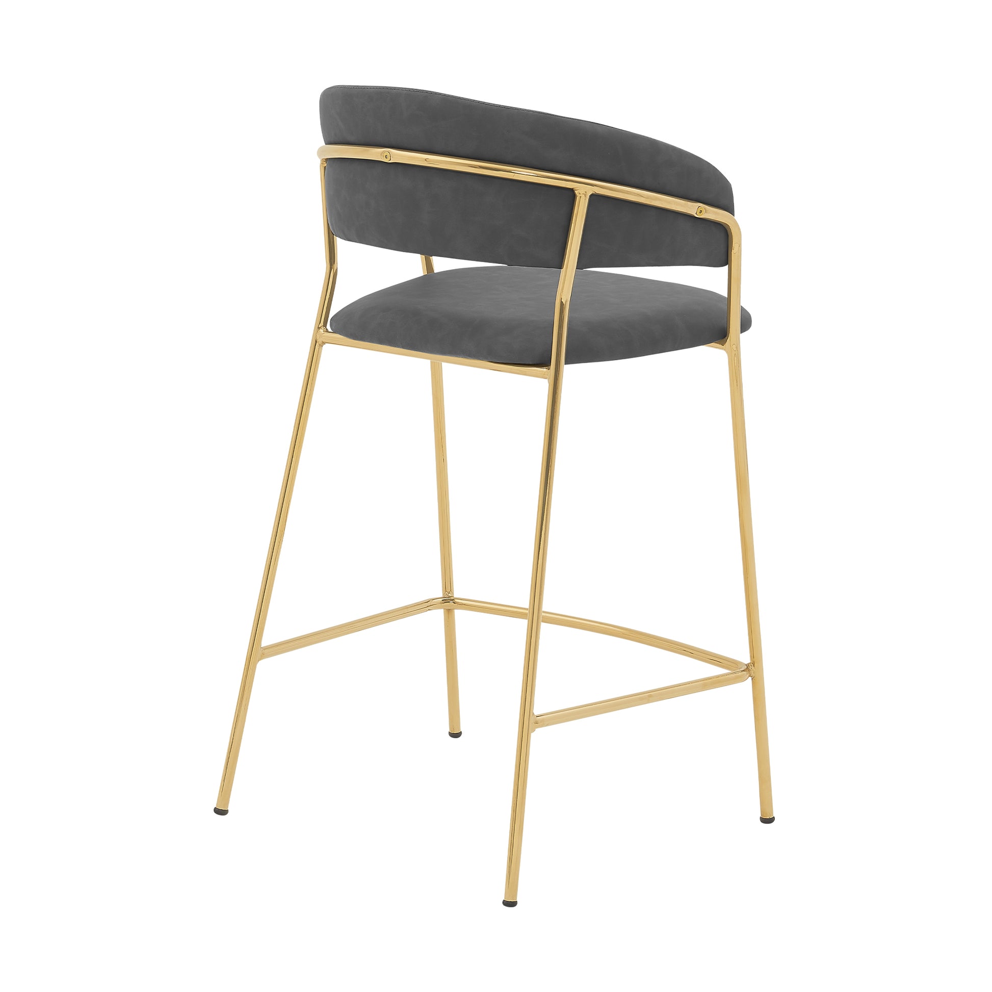 Nara 30" Gray Faux Leather and Metal Counter Height Barstool with Gold Frame By Armen Living | Bar Stools | Modishstore - 4