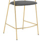 Nara 30" Gray Faux Leather and Metal Counter Height Barstool with Gold Frame By Armen Living | Bar Stools | Modishstore - 7