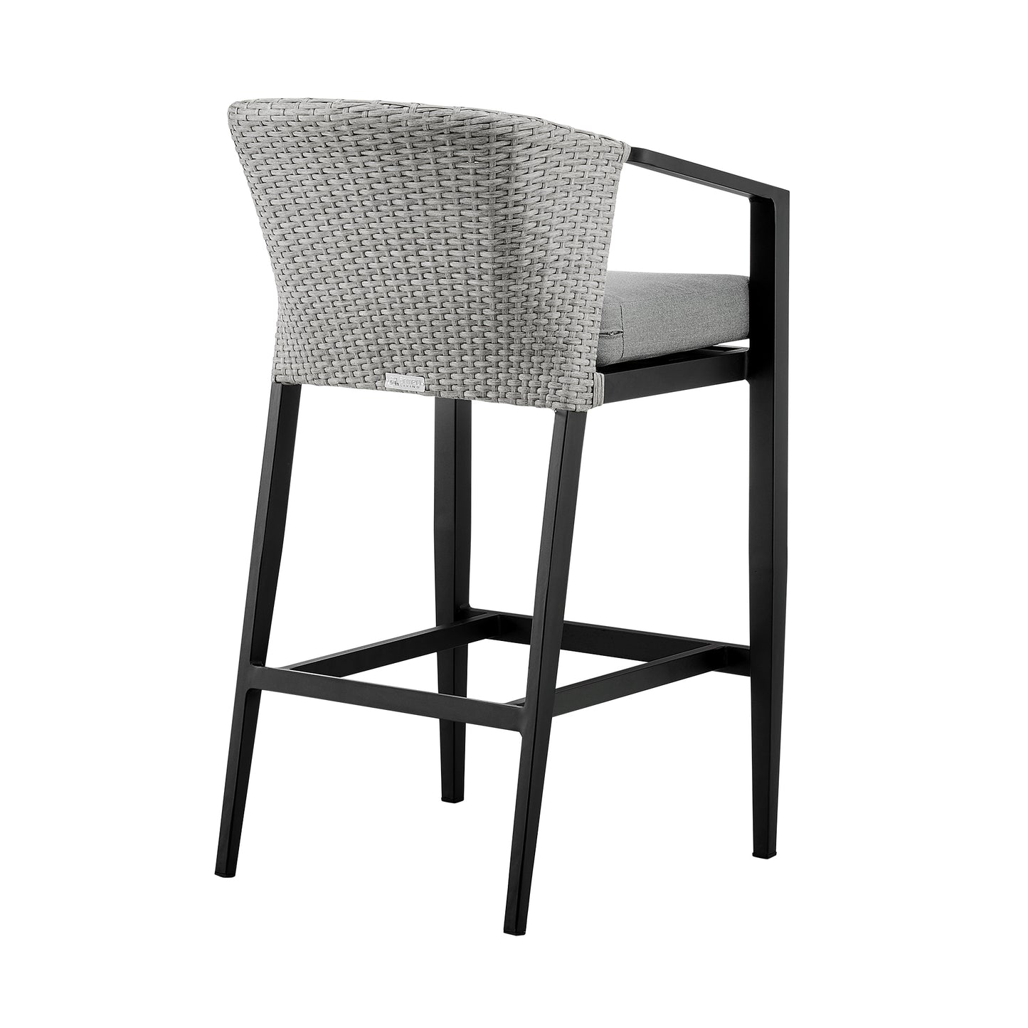 Palma Outdoor Patio Counter Height Bar Stool in Aluminum and Wicker with Gray Cushions By Armen Living | Bar Stools | Modishstore - 6