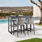 Palma Outdoor Patio Bar Stool in Aluminum and Wicker with Gray Cushions By Armen Living | Bar Stools | Modishstore - 2