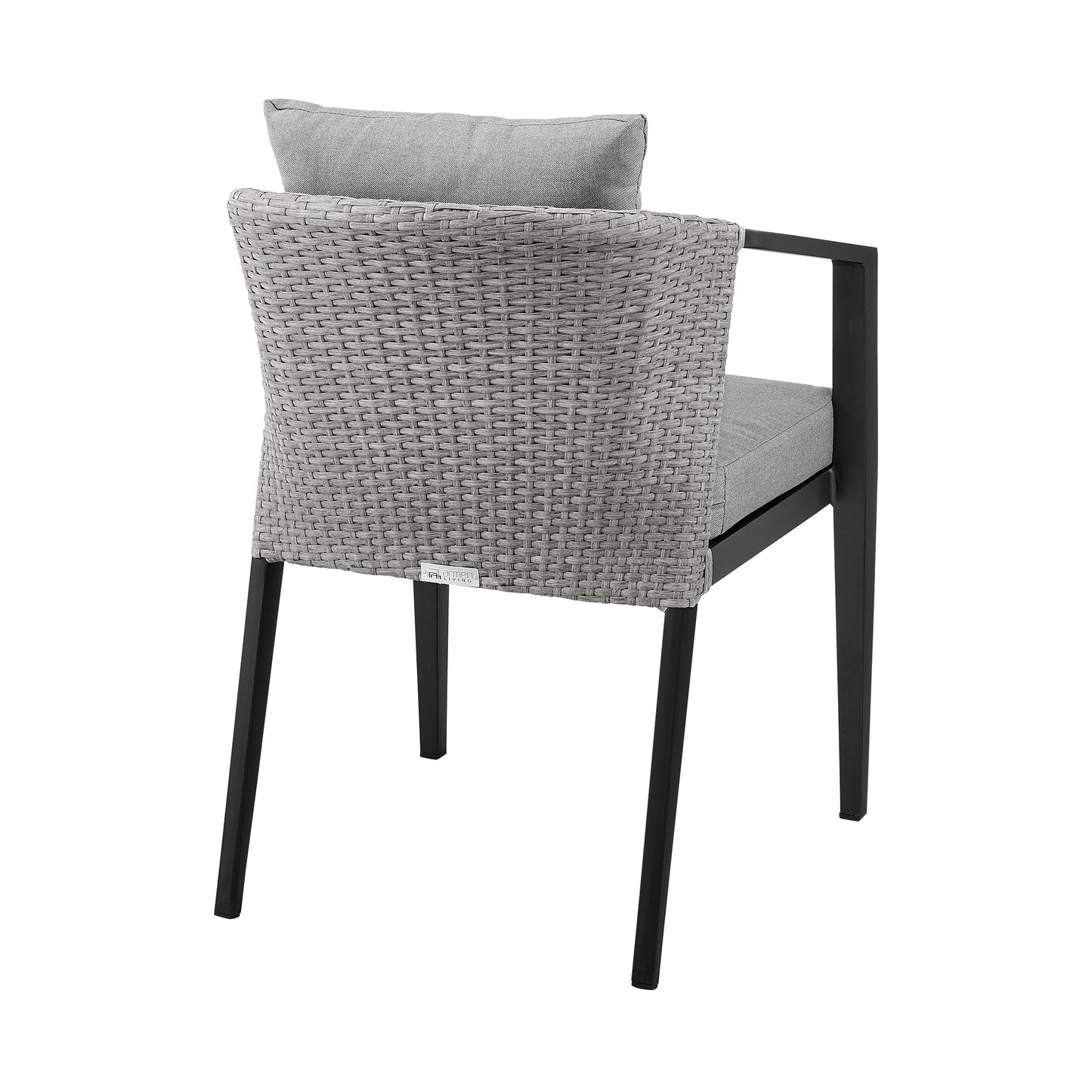 Palma Outdoor Patio Dining Chairs in Aluminum and Wicker with Gray Cushions - Set of 2 By Armen Living | Outdoor Chairs | Modishstore - 7