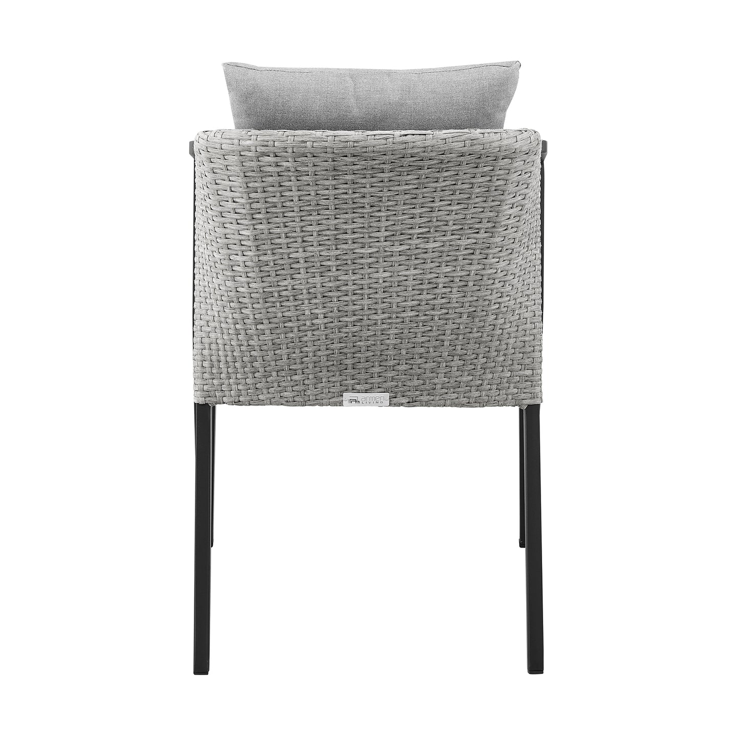 Palma Outdoor Patio Dining Chairs in Aluminum and Wicker with Gray Cushions - Set of 2 By Armen Living | Outdoor Chairs | Modishstore - 8